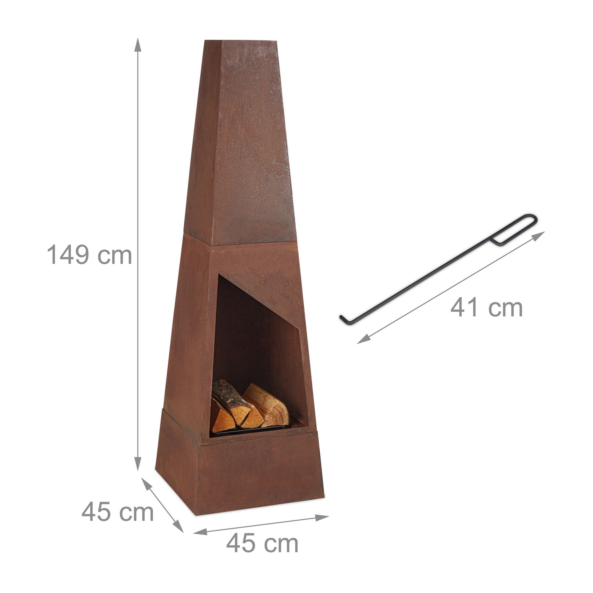 Gartenkamin Cortenstahl Braun-Schwarz von Relaxdays