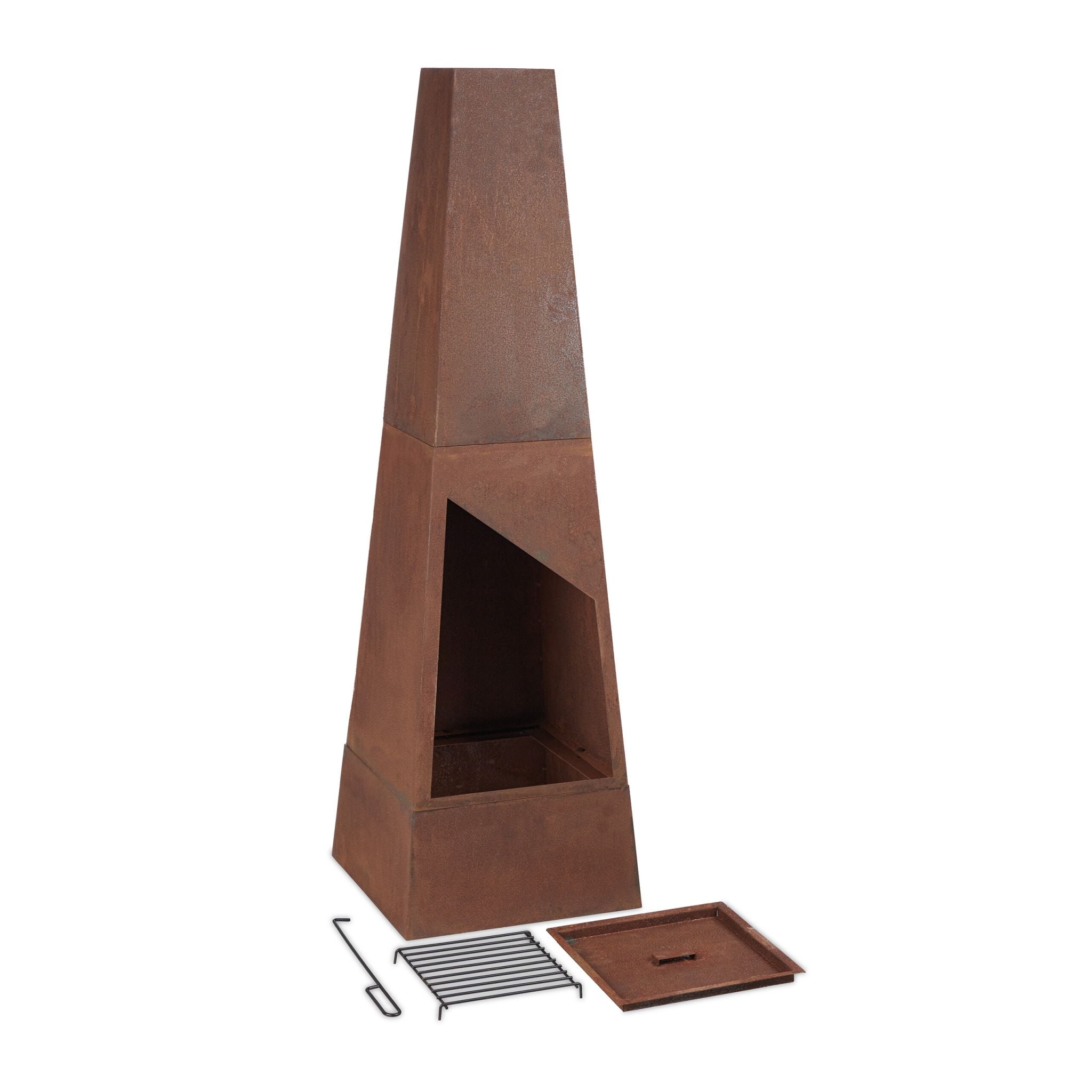 Gartenkamin Cortenstahl Braun-Schwarz von Relaxdays
