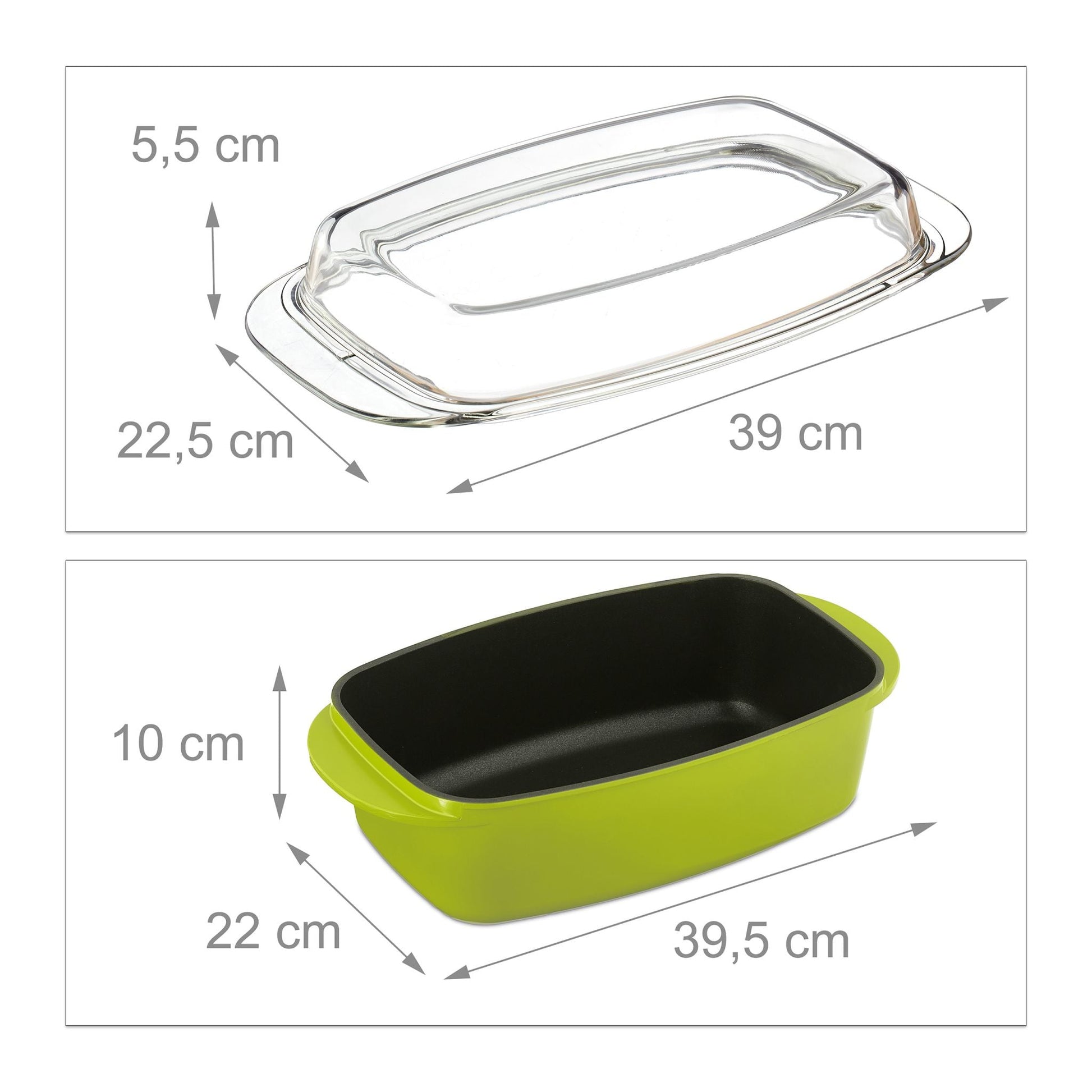 Grüner Bräter mit Glasdeckel Grün-Transparent von Relaxdays