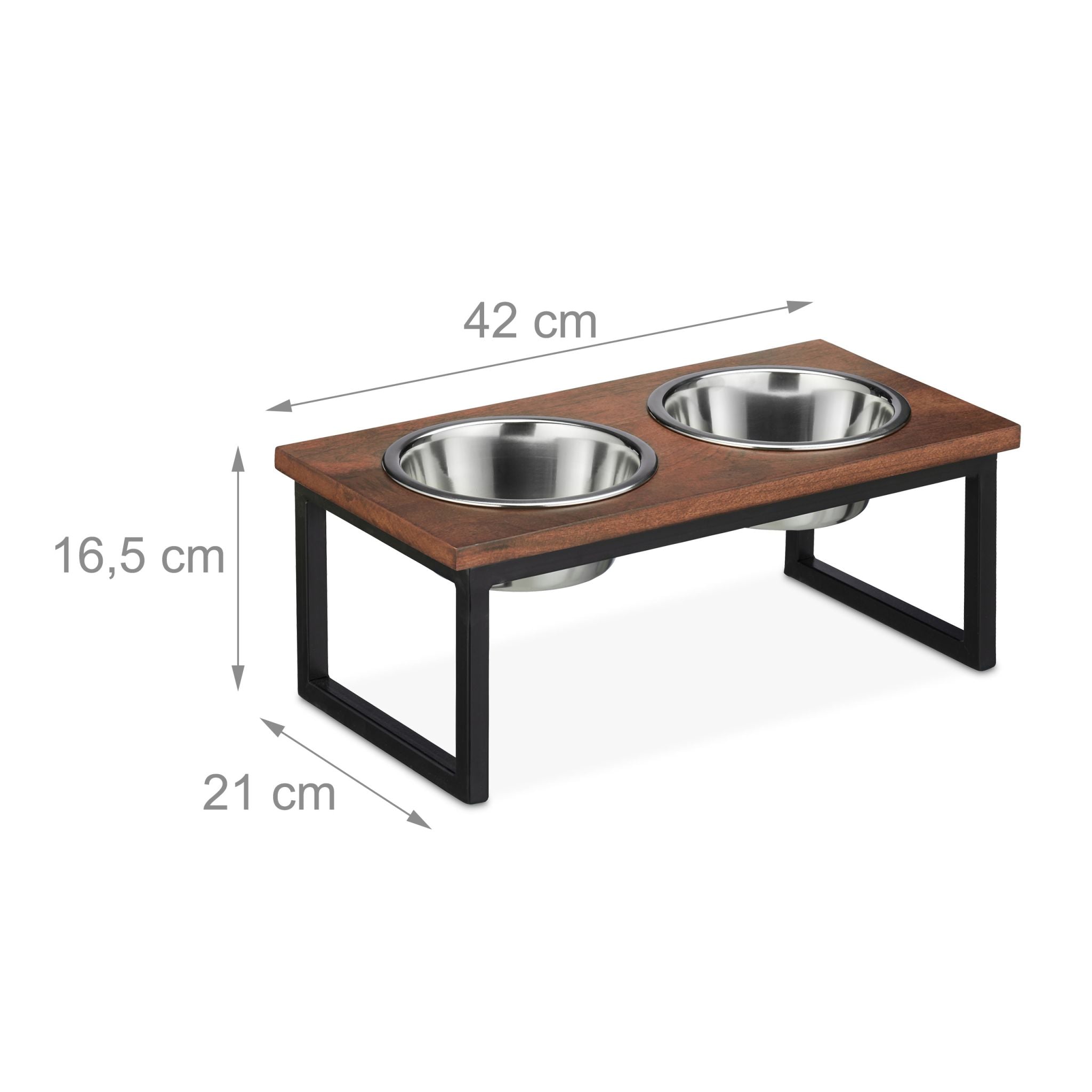 Napfständer Mangoholz Braun-Schwarz-Silber