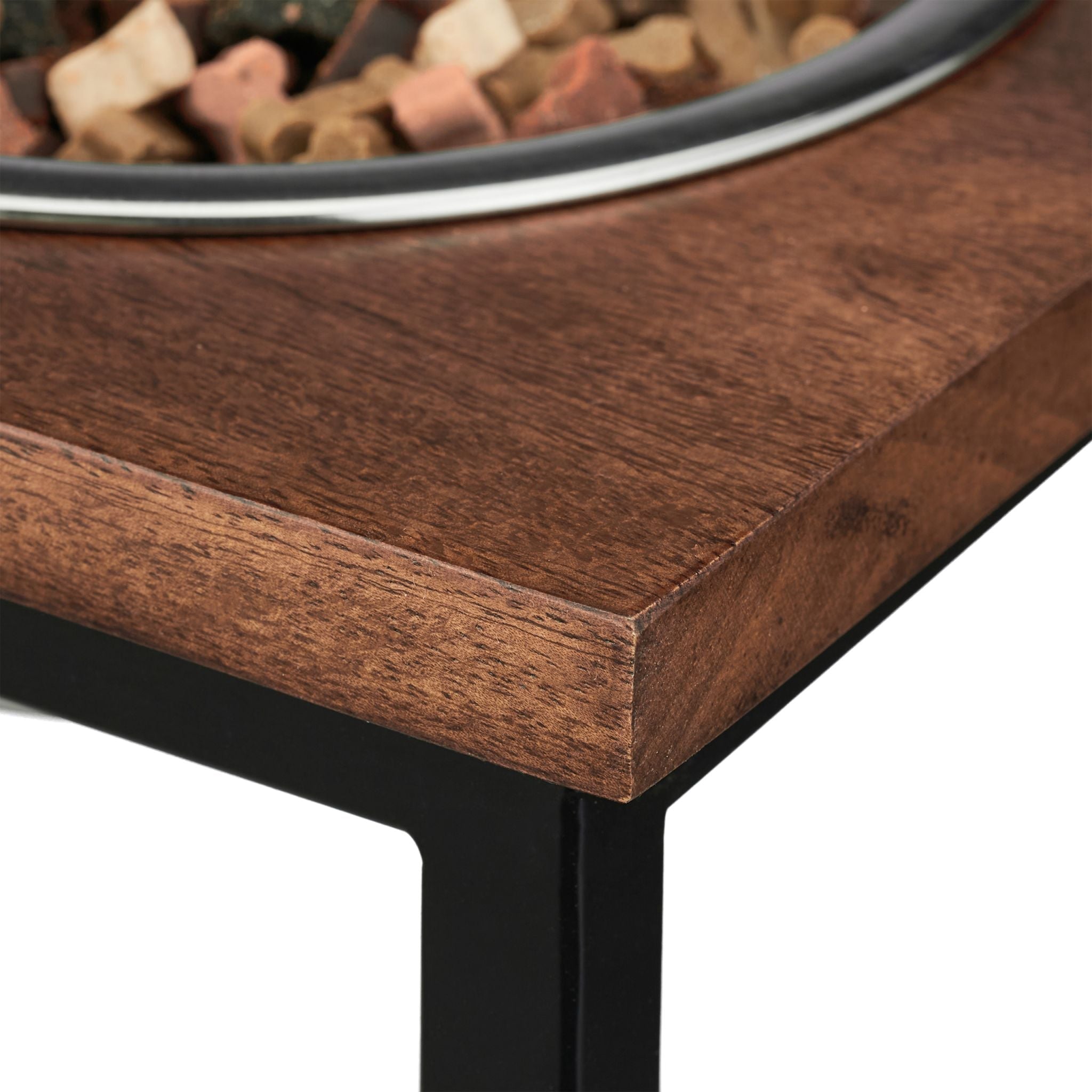 Napfständer Mangoholz Braun-Schwarz-Silber