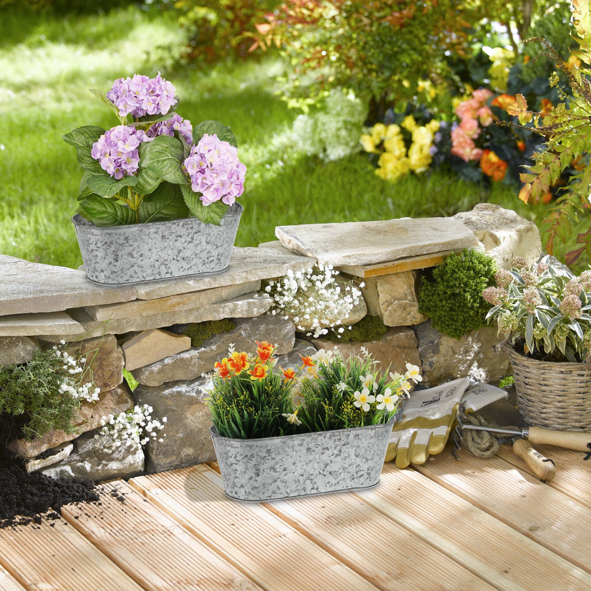 Zinkwanne oval 6er-Set Silber von Relaxdays