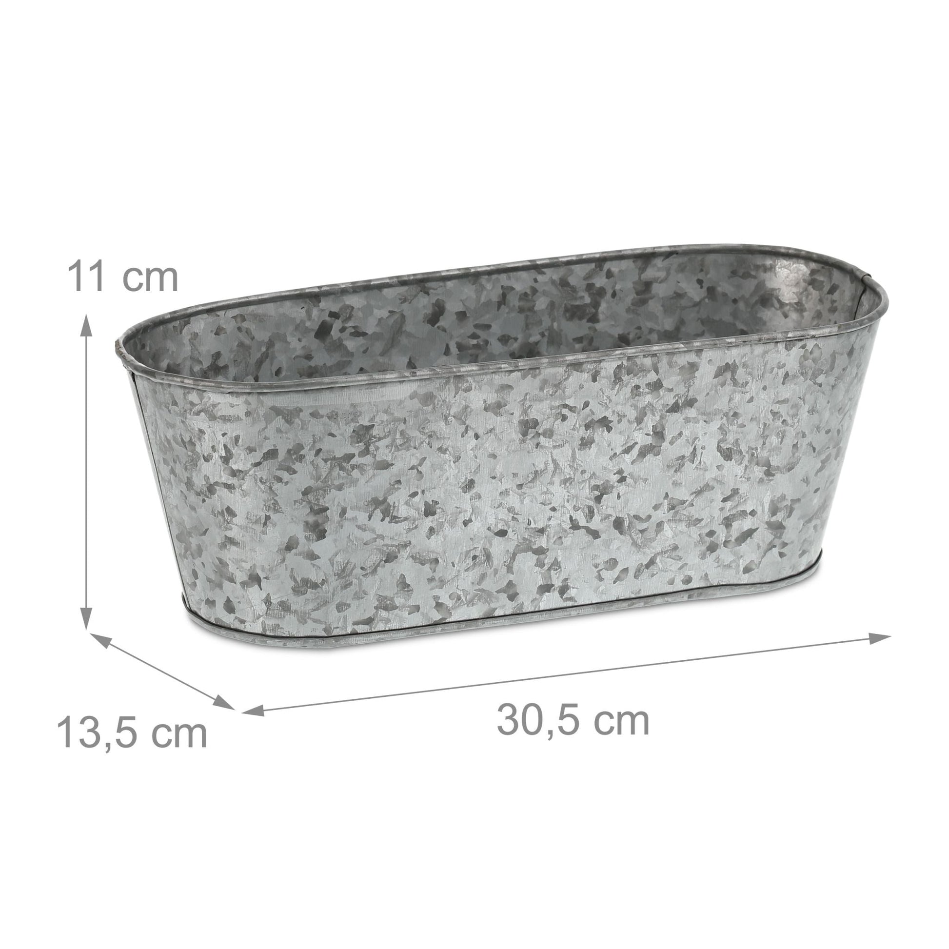 Zinkwanne oval 6er-Set Silber von Relaxdays