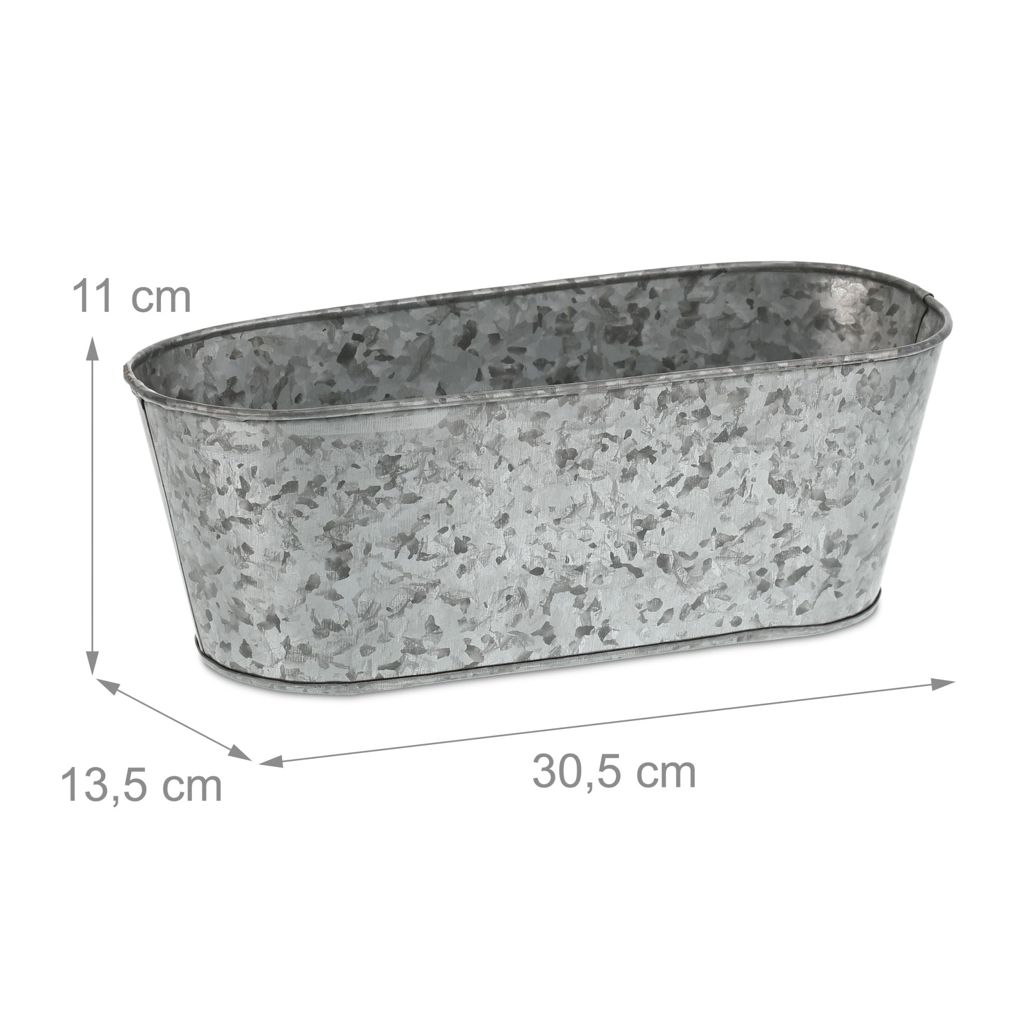 Zinkwanne oval 6er-Set Silber von Relaxdays