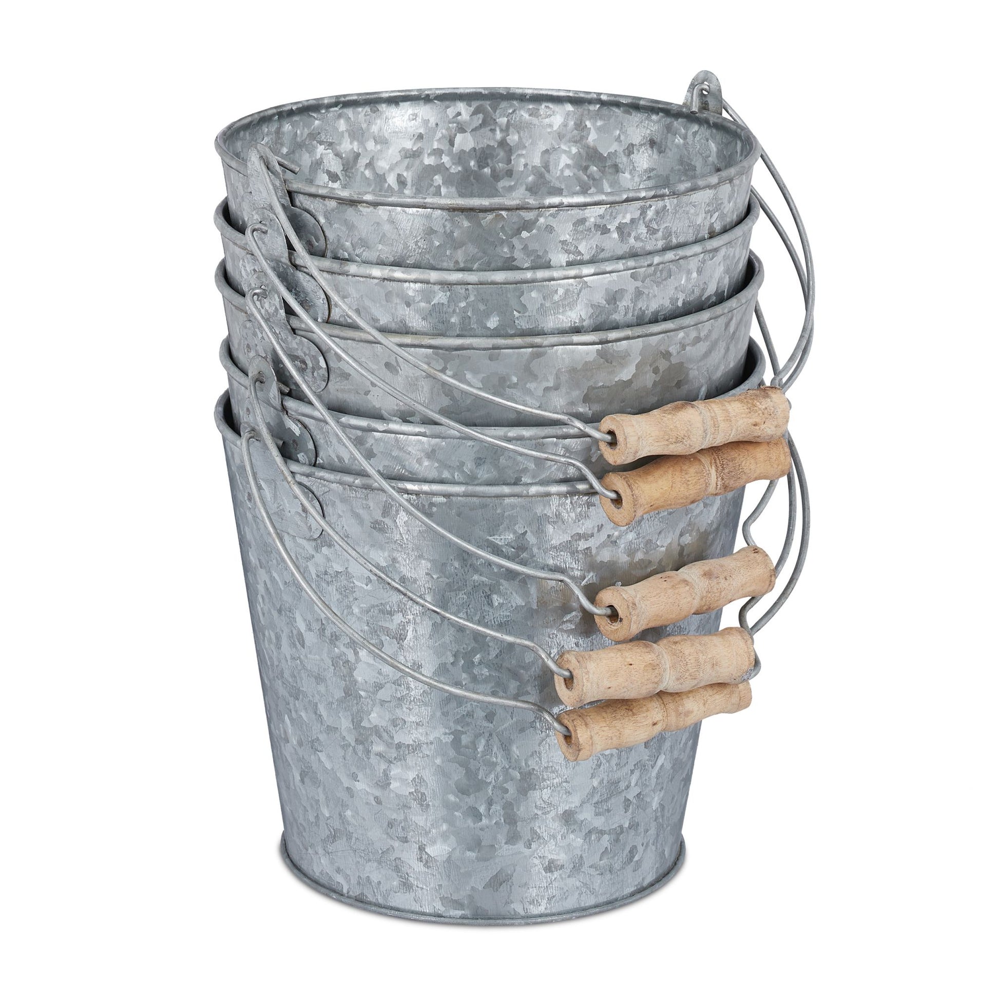 Zinktopf 5er-Set Hellbraun-Silber von Relaxdays