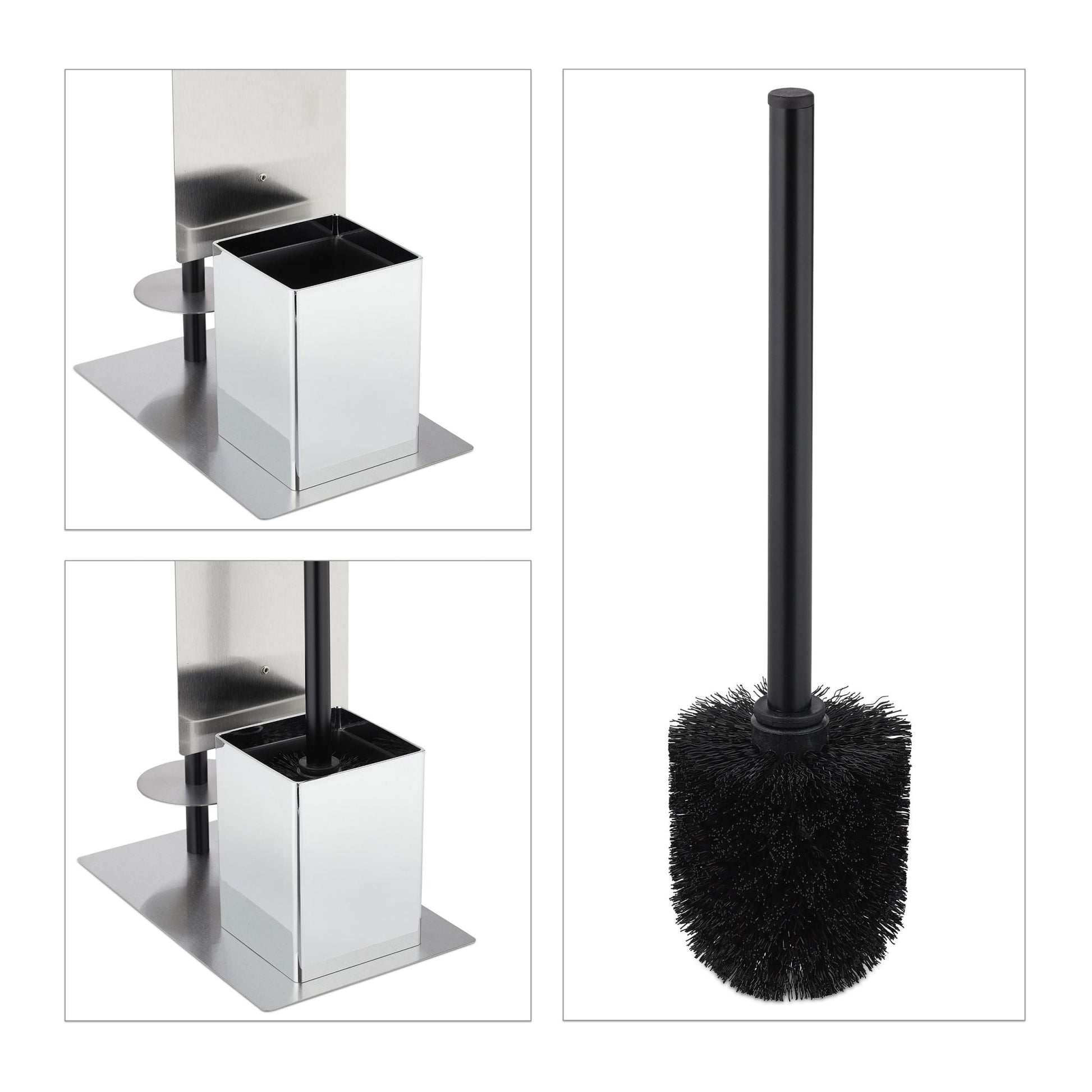 WC Garnitur mit Ablagefläche Schwarz-Silber von Relaxdays