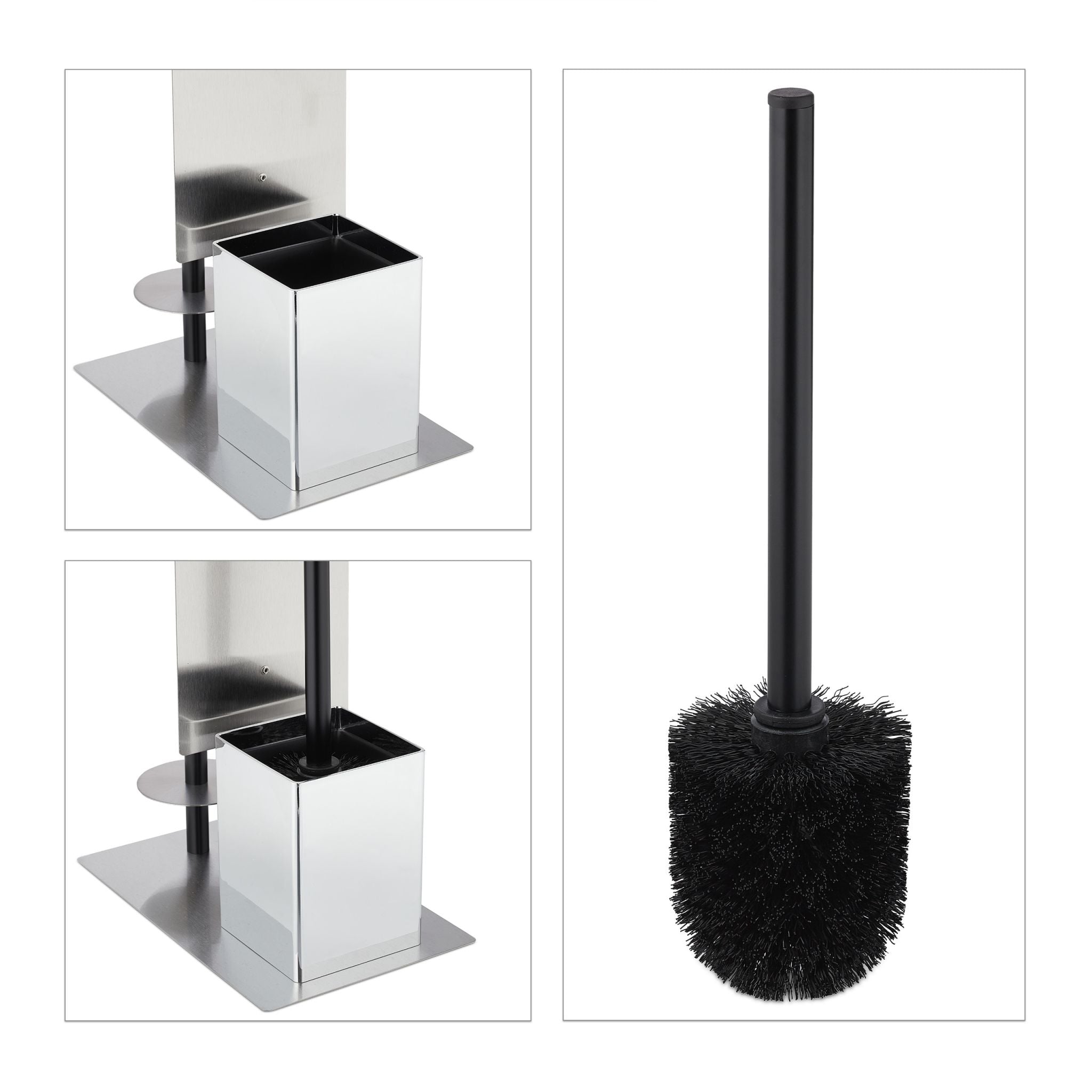 WC Garnitur mit Ablagefläche Schwarz-Silber von Relaxdays