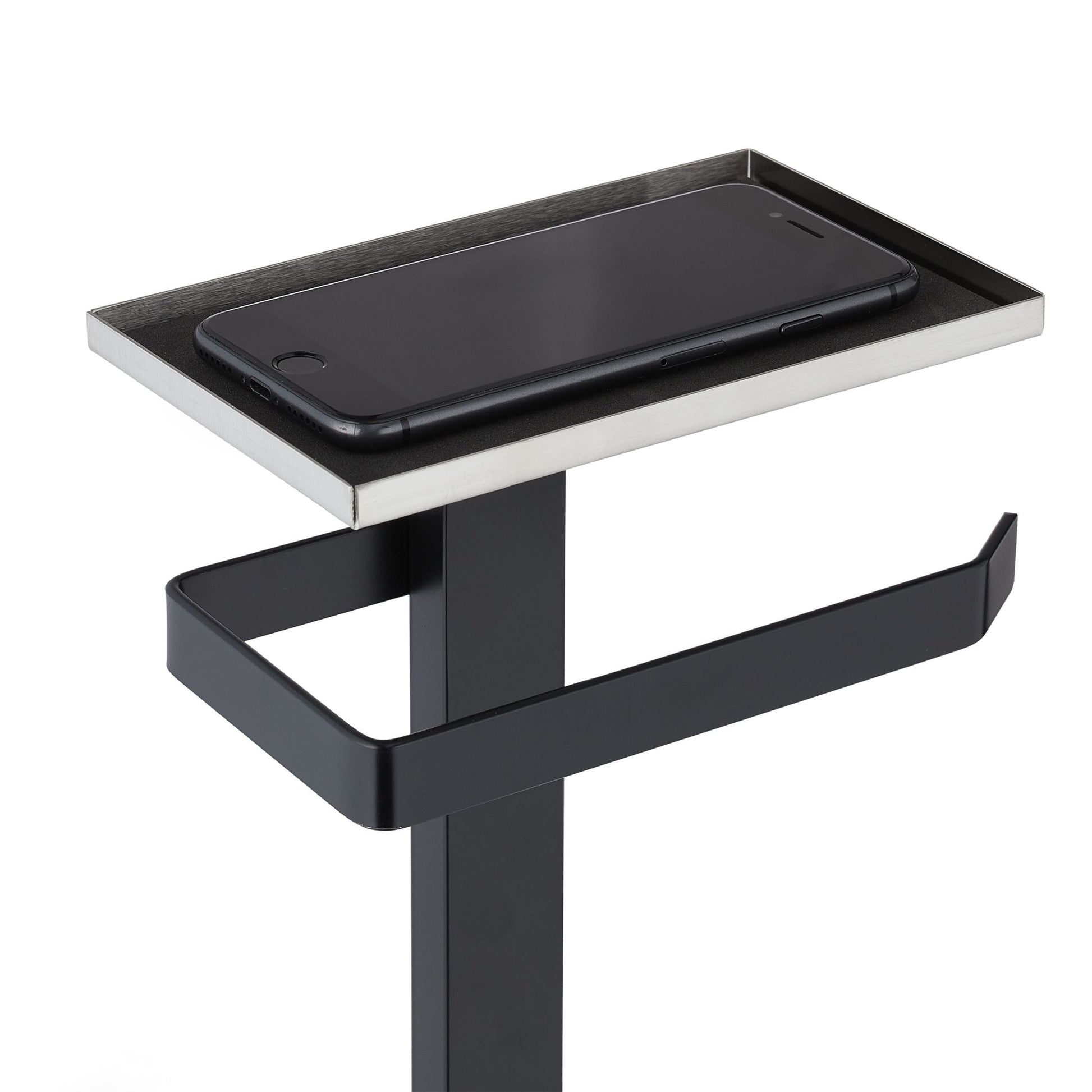 WC Garnitur mit Ablagefläche Schwarz-Silber von Relaxdays