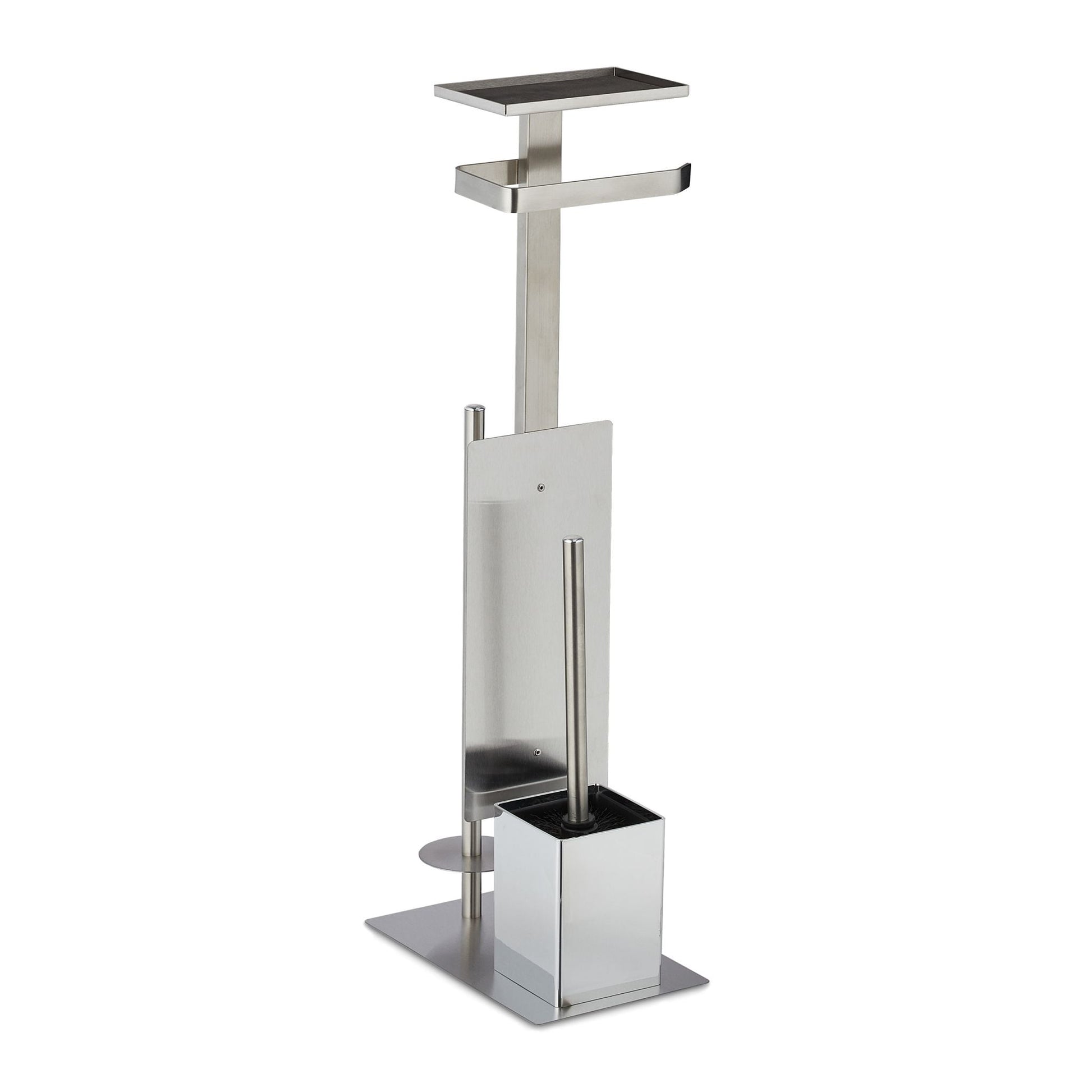 WC Garnitur Edelstahl Schwarz-Silber von Relaxdays