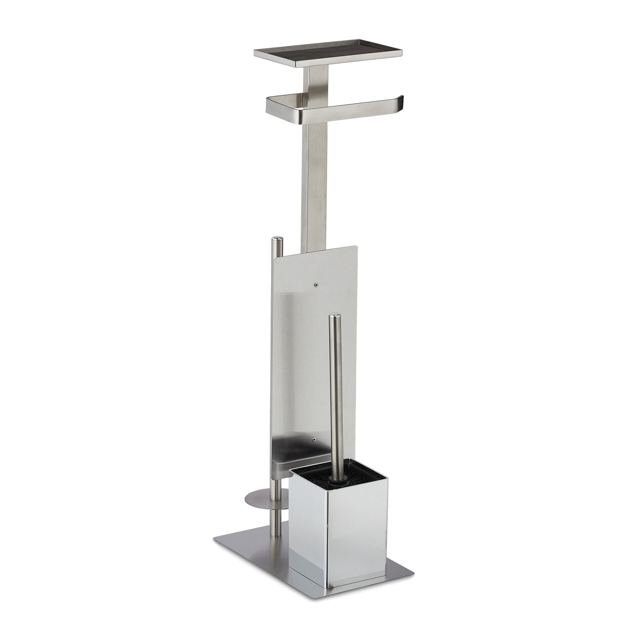 WC Garnitur Edelstahl Schwarz-Silber von Relaxdays