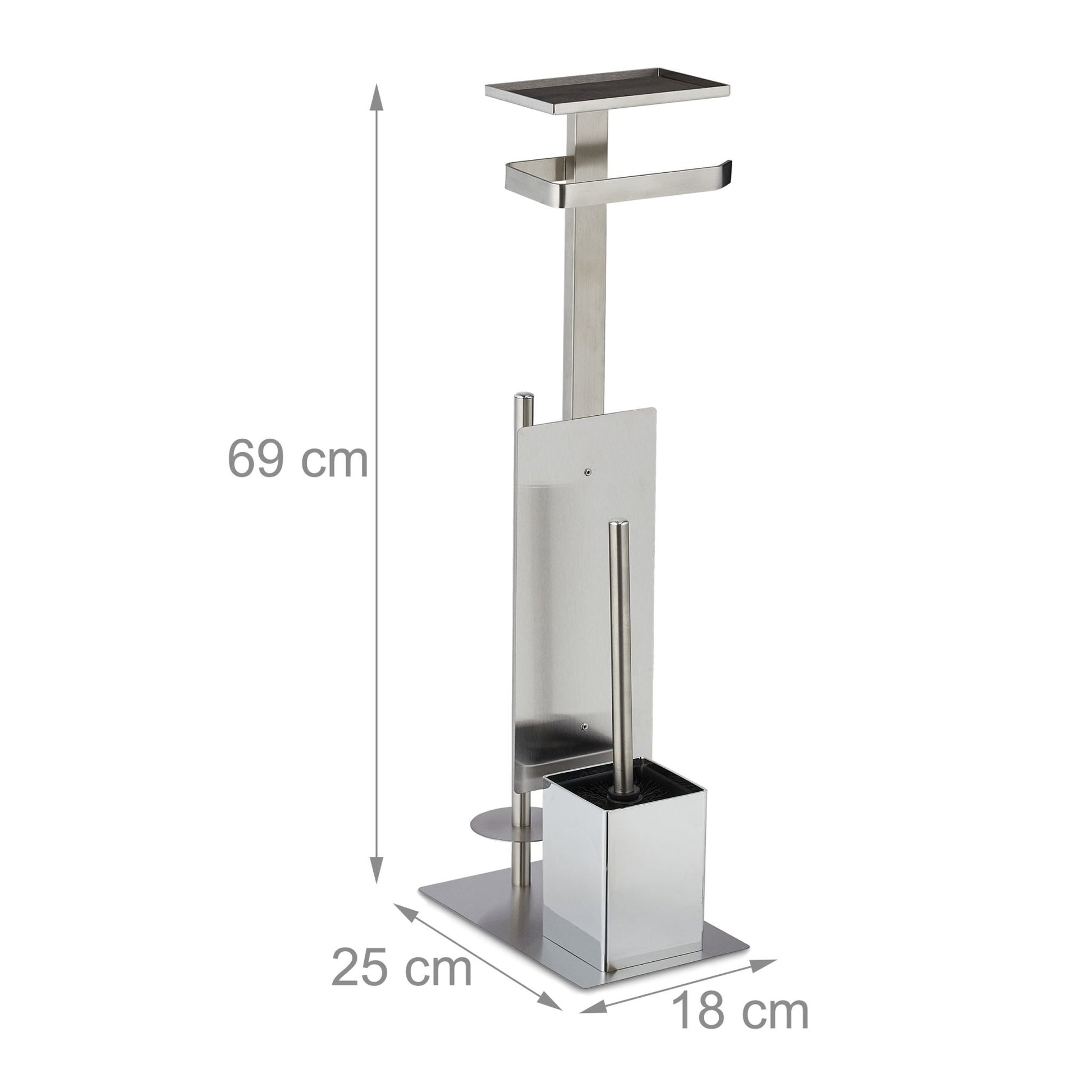 WC Garnitur Edelstahl Schwarz-Silber von Relaxdays