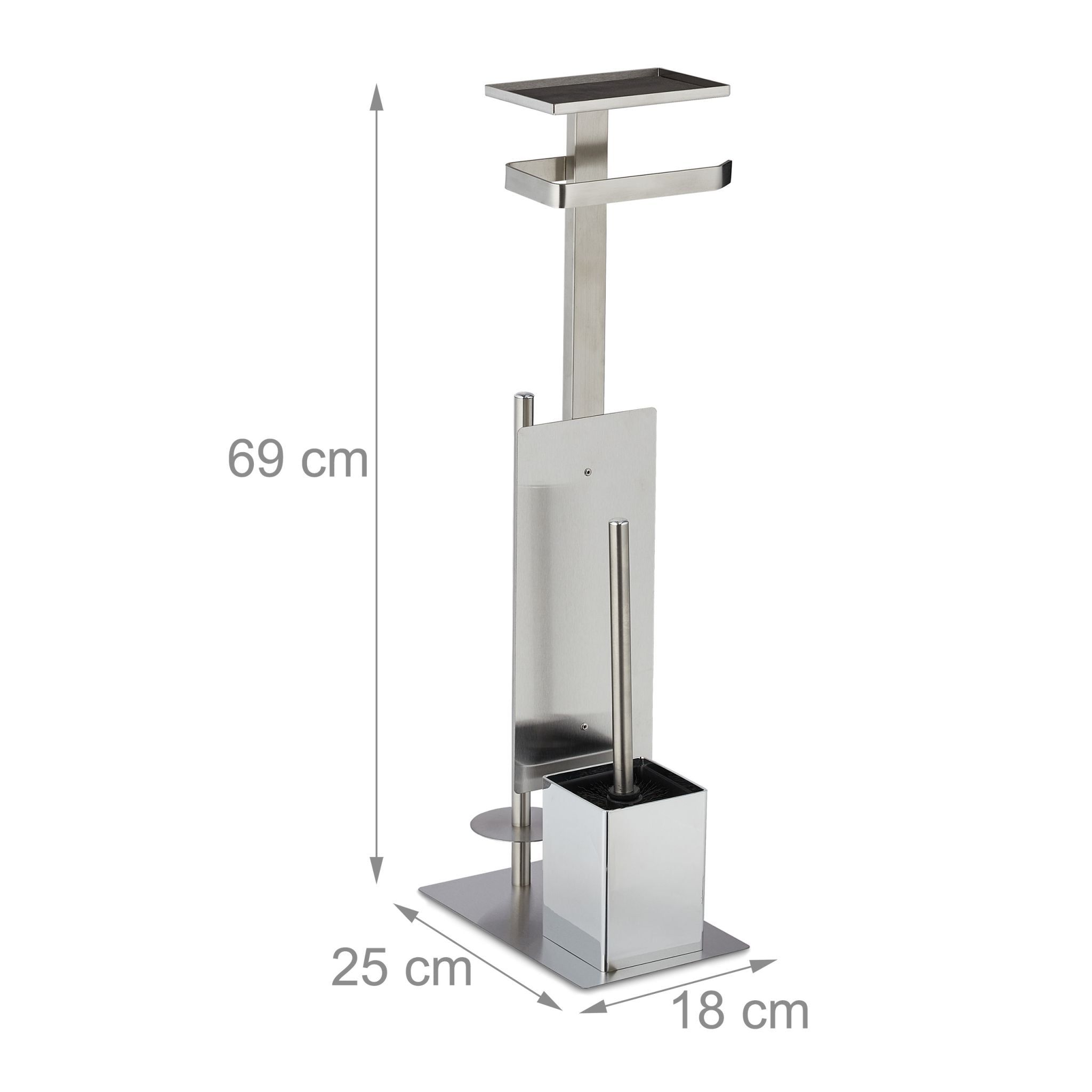 WC Garnitur Edelstahl Schwarz-Silber von Relaxdays