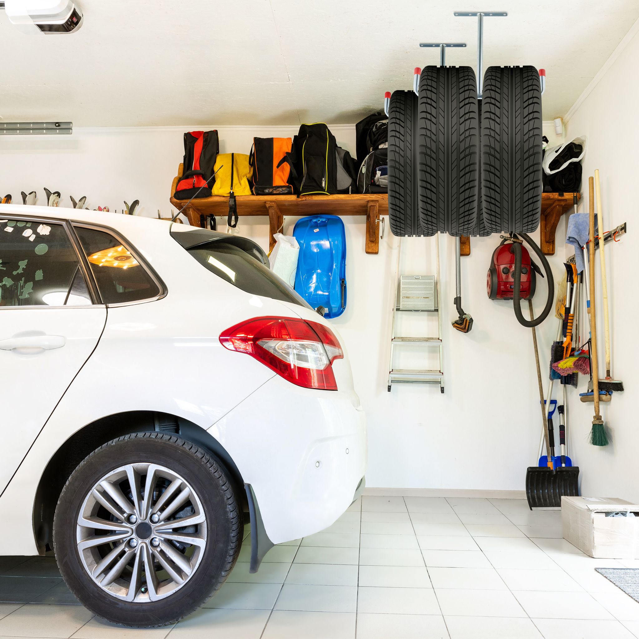 Deckenhaken für Garage 2er-Set Rot-Silber von Relaxdays