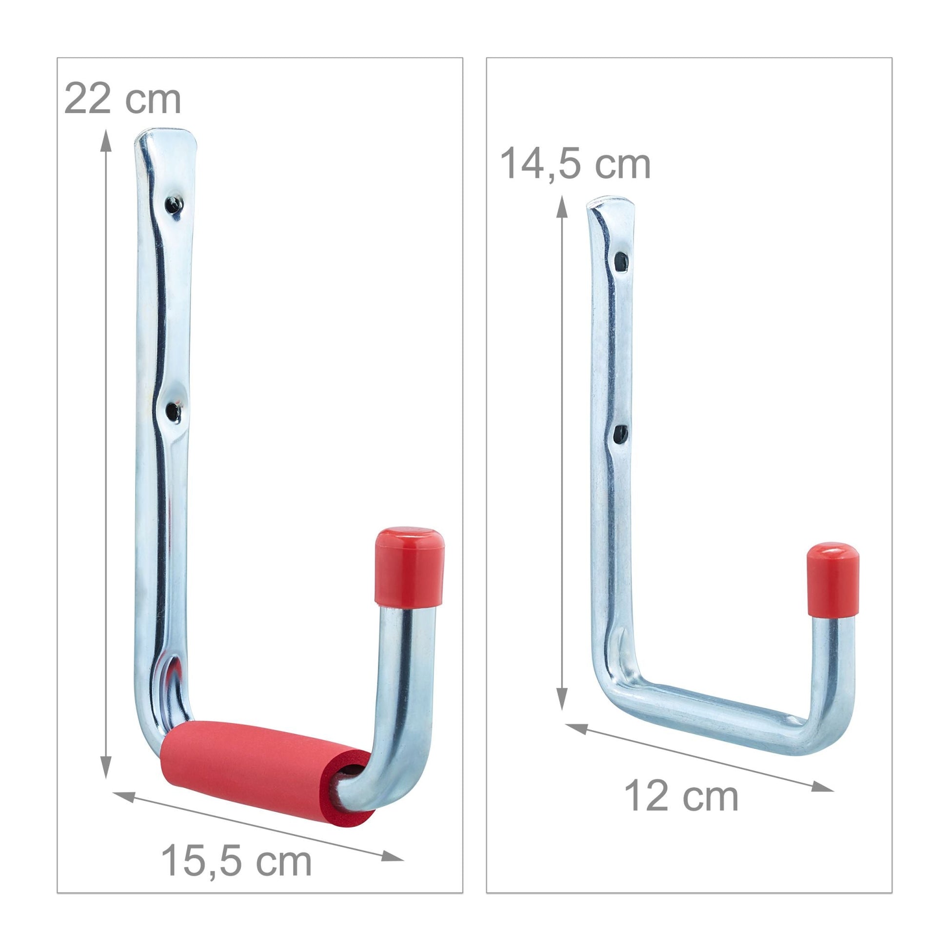 Wandhaken 6er-Set Rot-Silber von Relaxdays