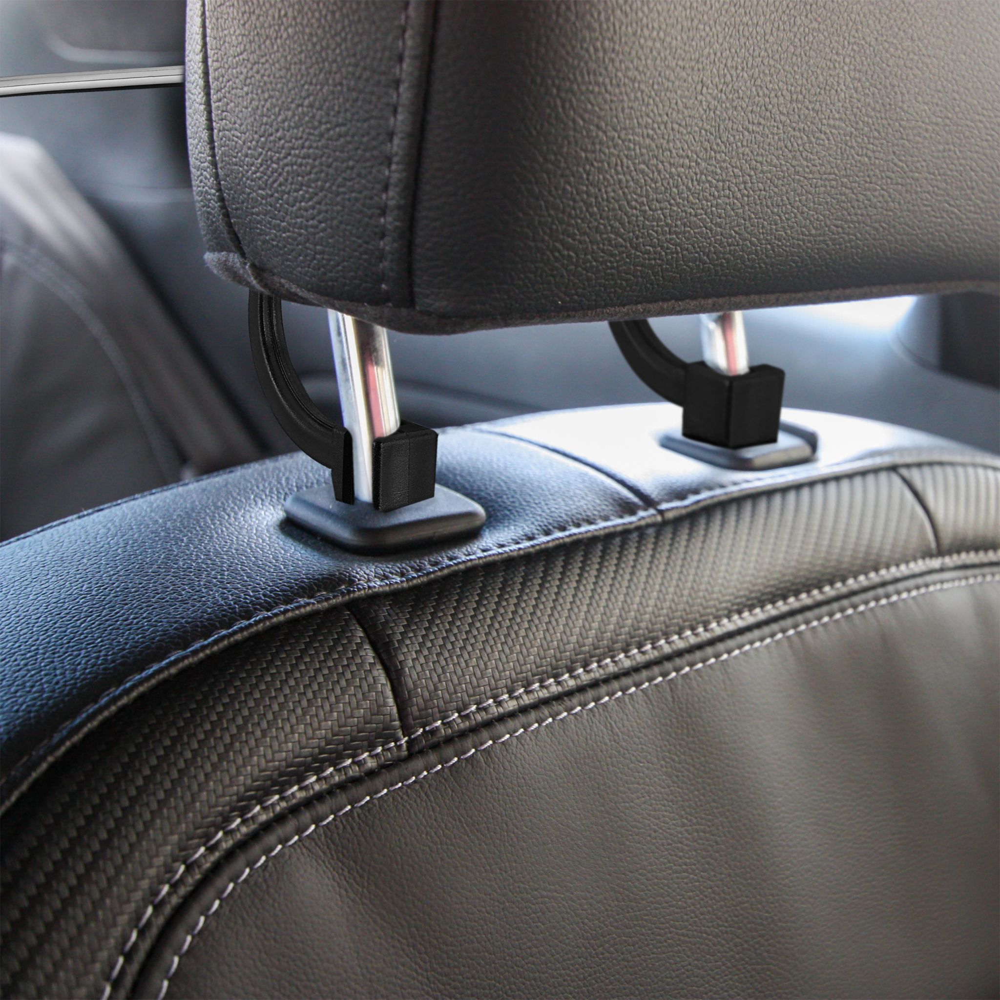 Auto Kleiderbügel für Kopfstütze 2er-Set Schwarz-Silber von Relaxdays