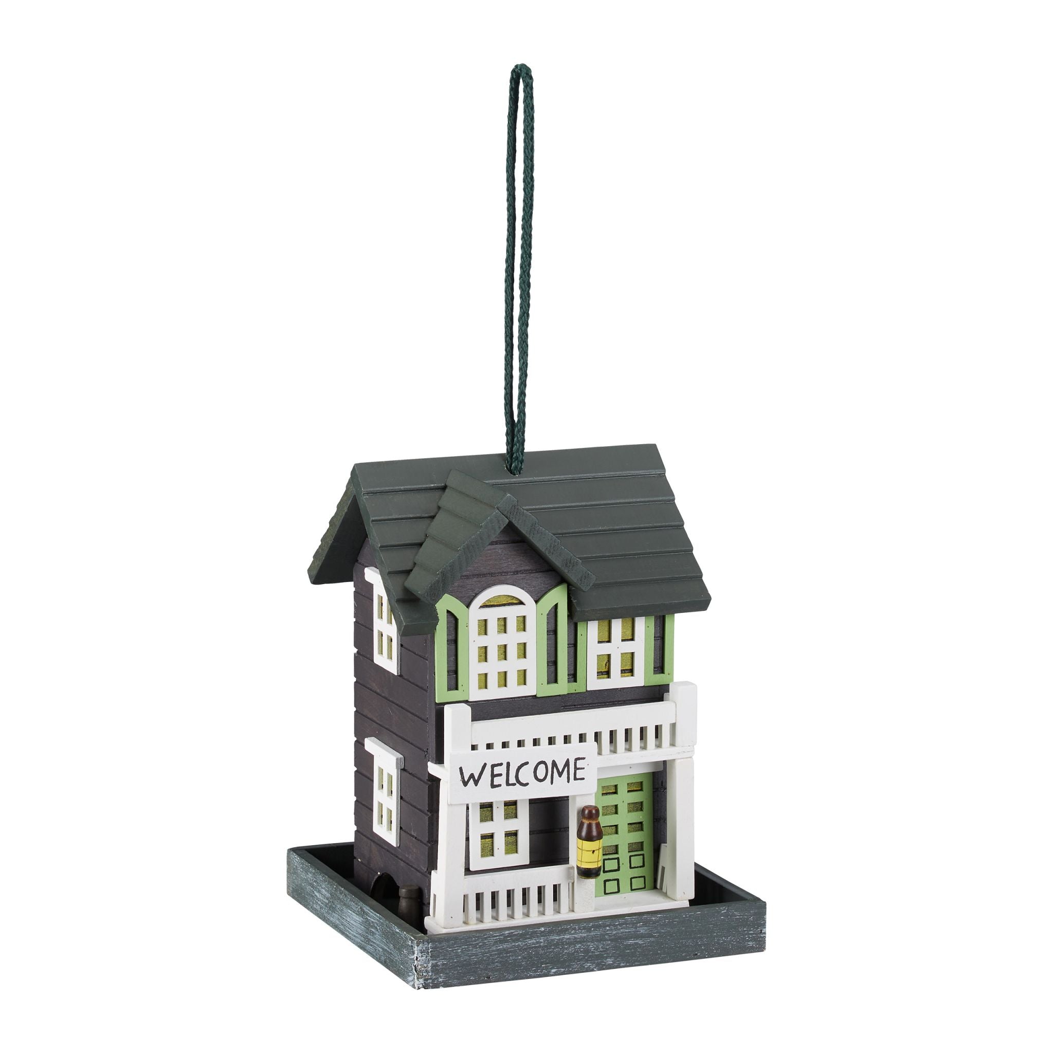Vogelfutterhaus zum Aufhängen Anthrazit-Weiss-Dunkelgrün von Relaxdays