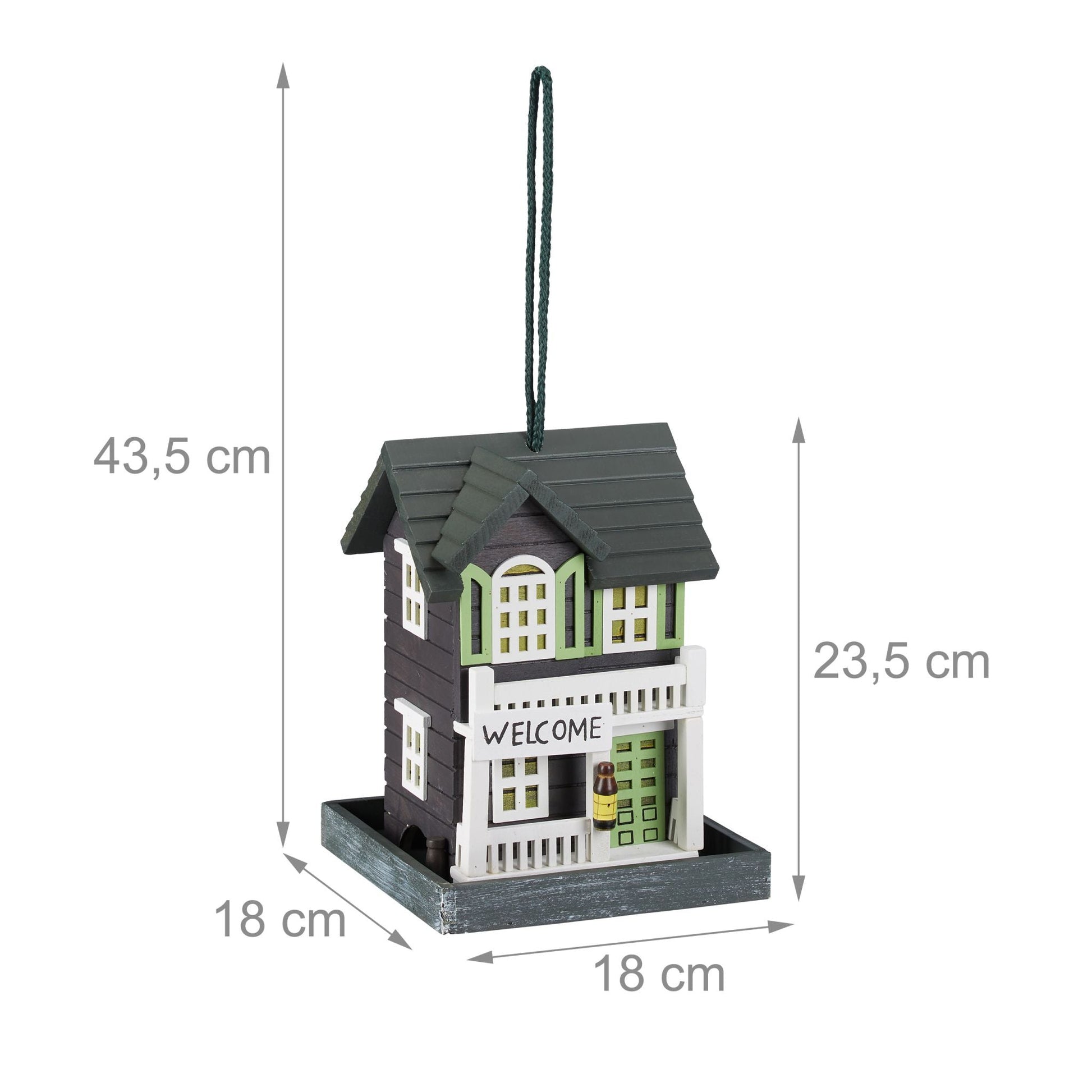 Vogelfutterhaus zum Aufhängen Anthrazit-Weiss-Dunkelgrün von Relaxdays