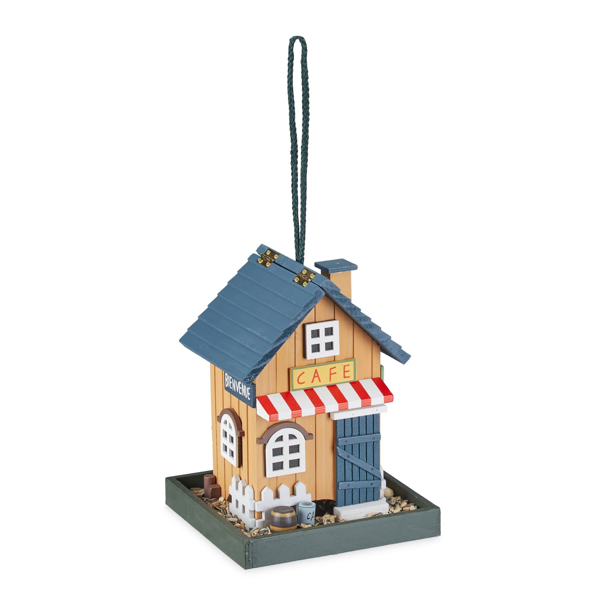 Vogelfutterhaus zum Aufhängen Weiss-Blau-Hellbraun von Relaxdays