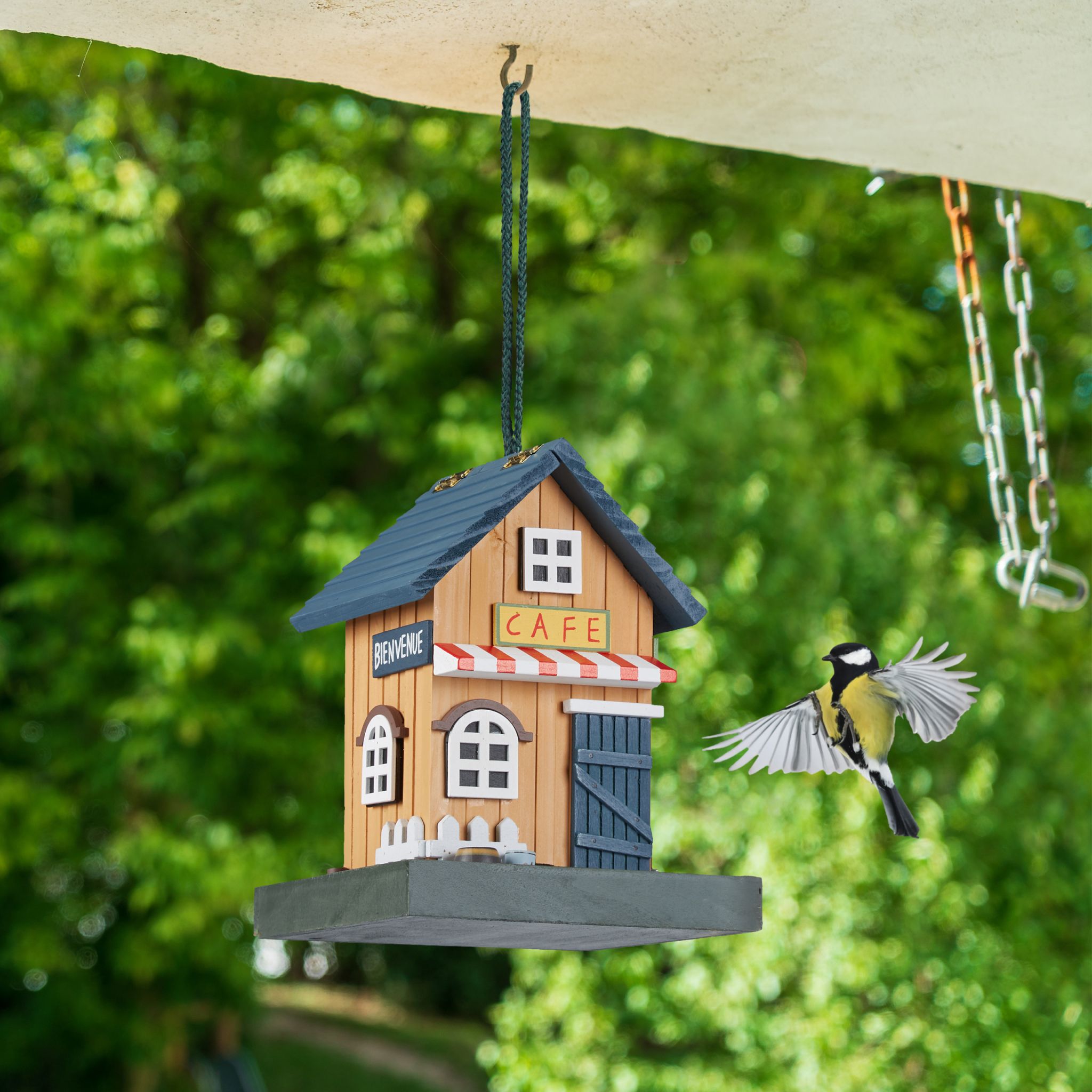 Vogelfutterhaus zum Aufhängen Weiss-Blau-Hellbraun von Relaxdays