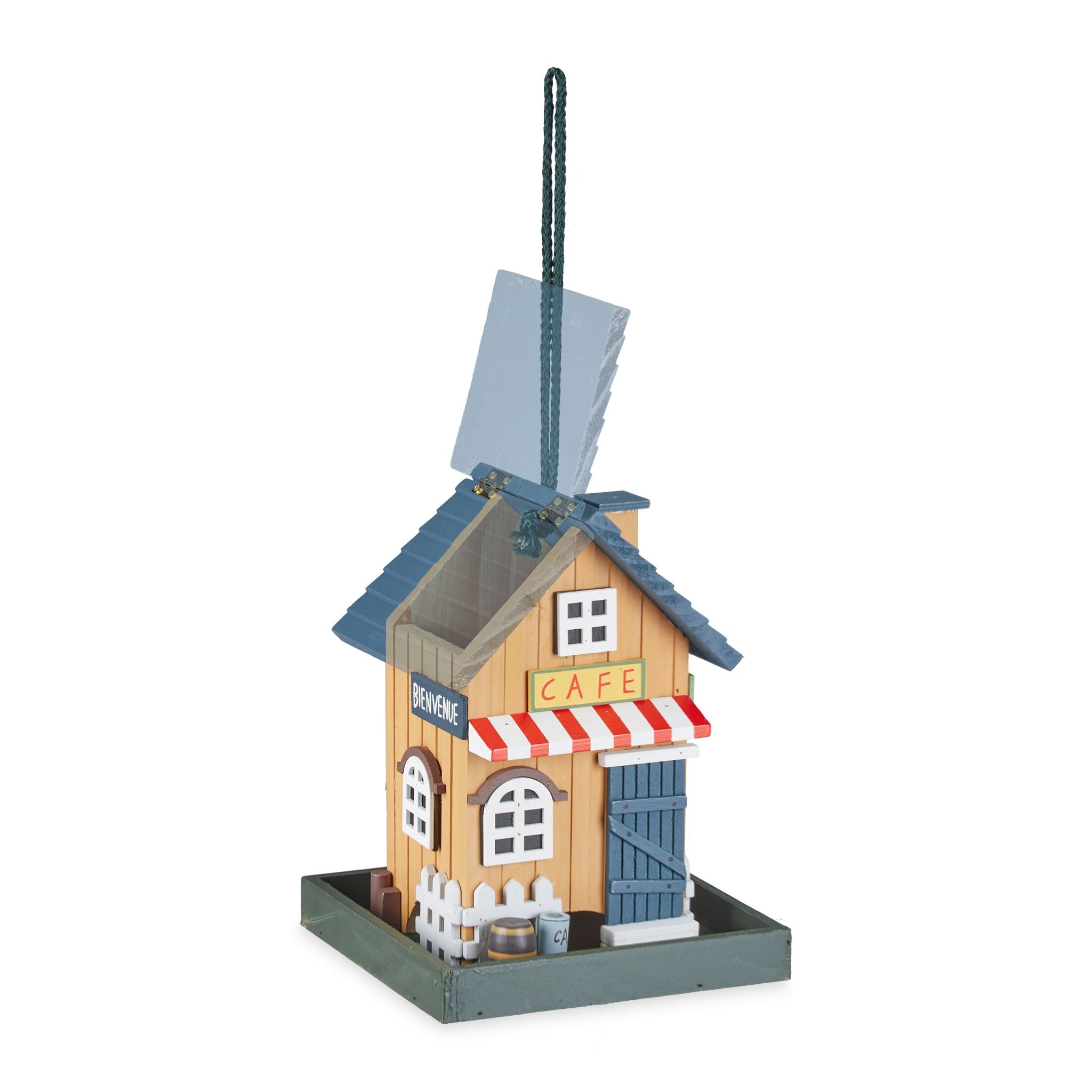 Vogelfutterhaus zum Aufhängen Weiss-Blau-Hellbraun von Relaxdays