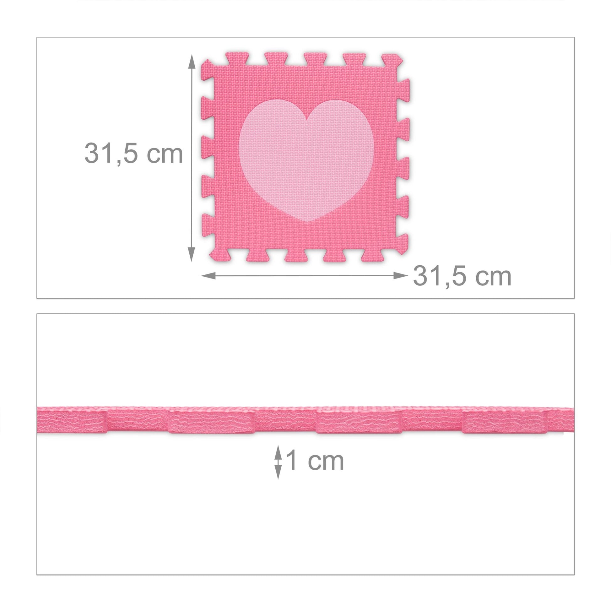 Puzzlematte Herz 18-tlg. Pink-Rosa von Relaxdays