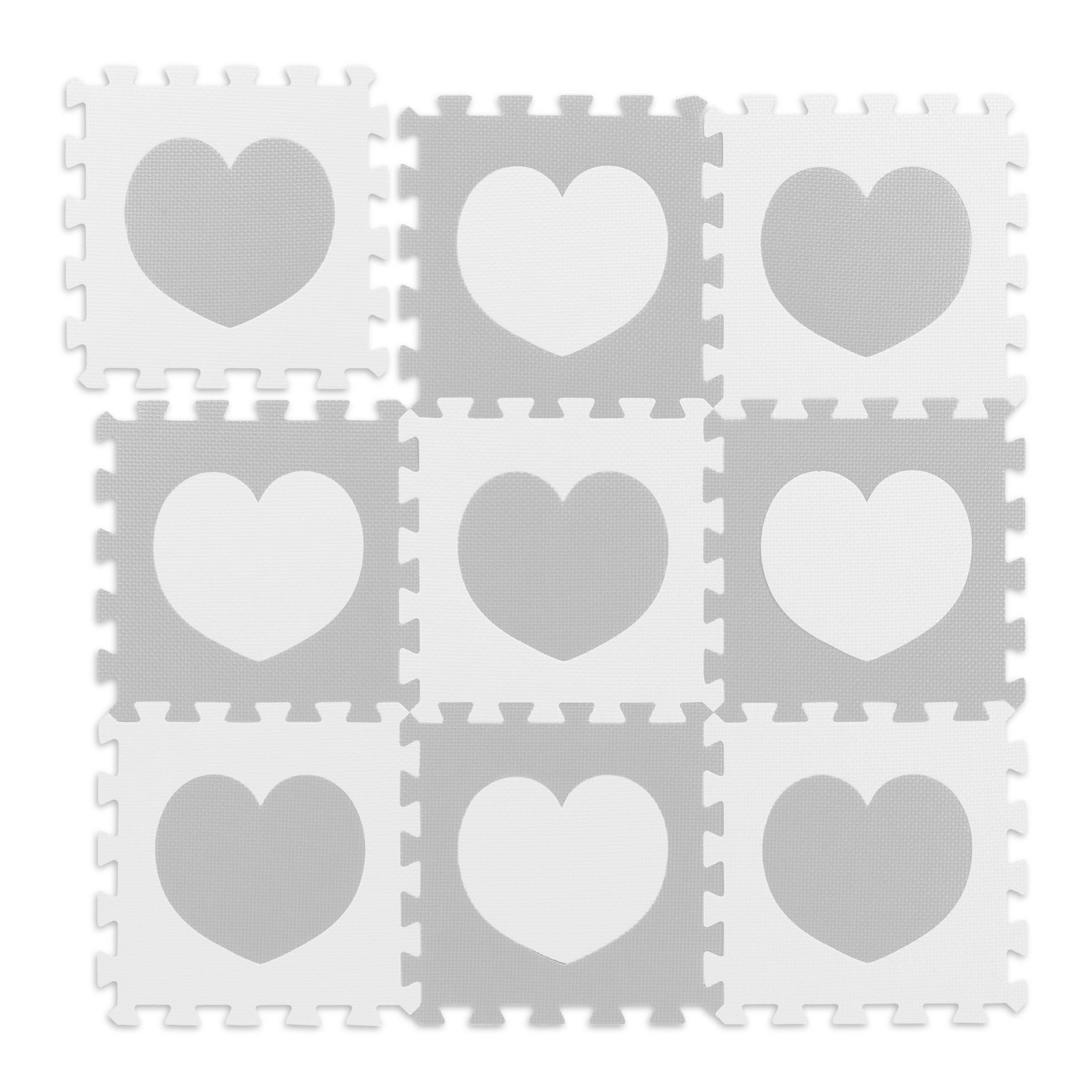 Puzzlematte Herz 18-tlg. Weiss-Grau von Relaxdays