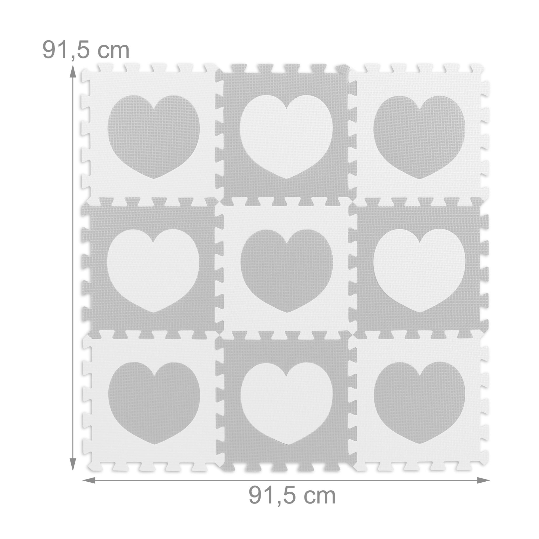 Puzzlematte Herz 18-tlg. Weiss-Grau von Relaxdays
