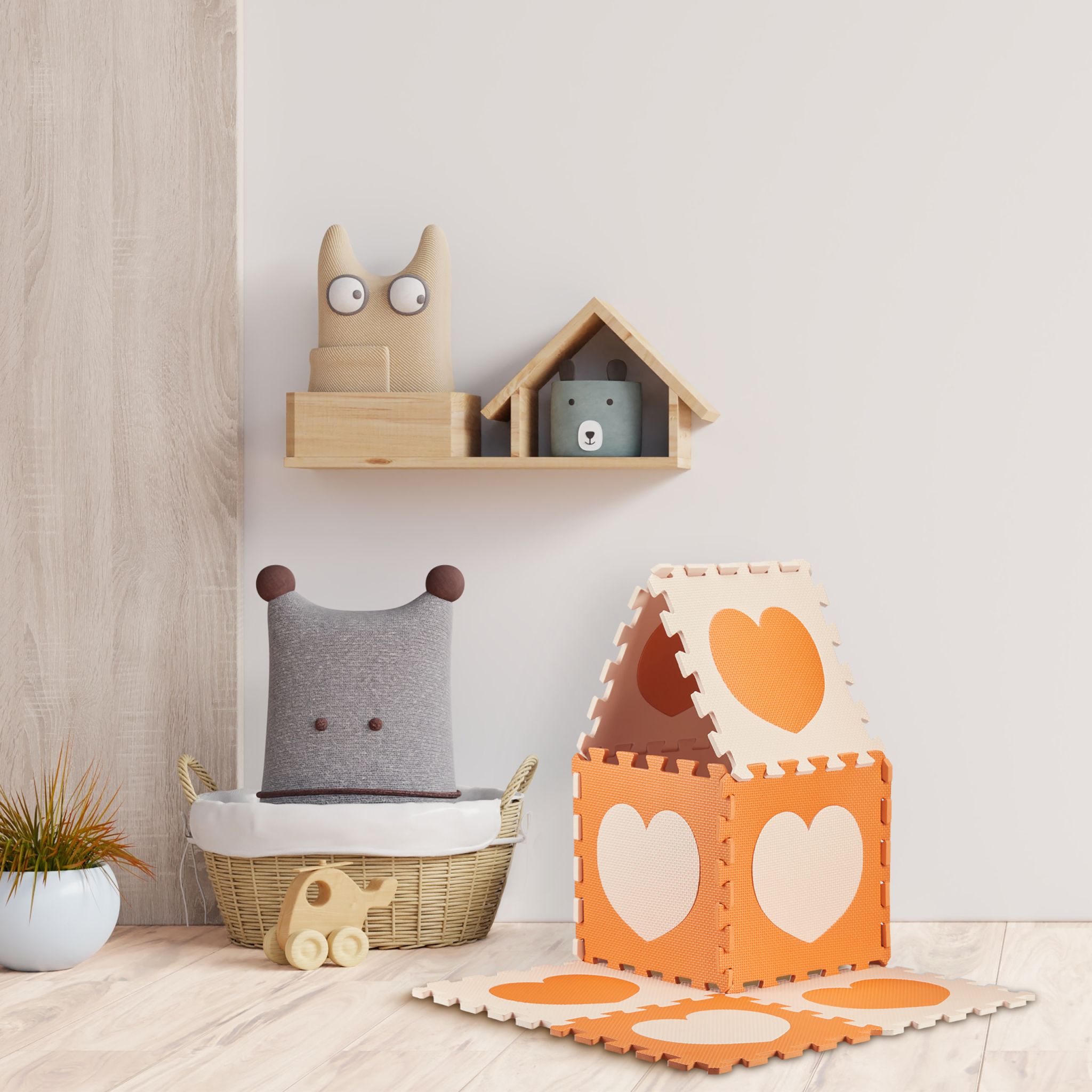 Puzzlematte Herz 18-tlg. Weiss-Grau von Relaxdays