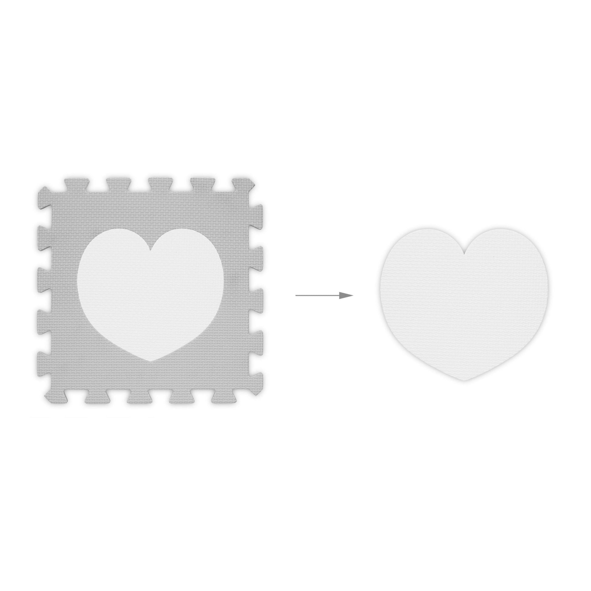 Puzzlematte Herz 18-tlg. Weiss-Grau von Relaxdays