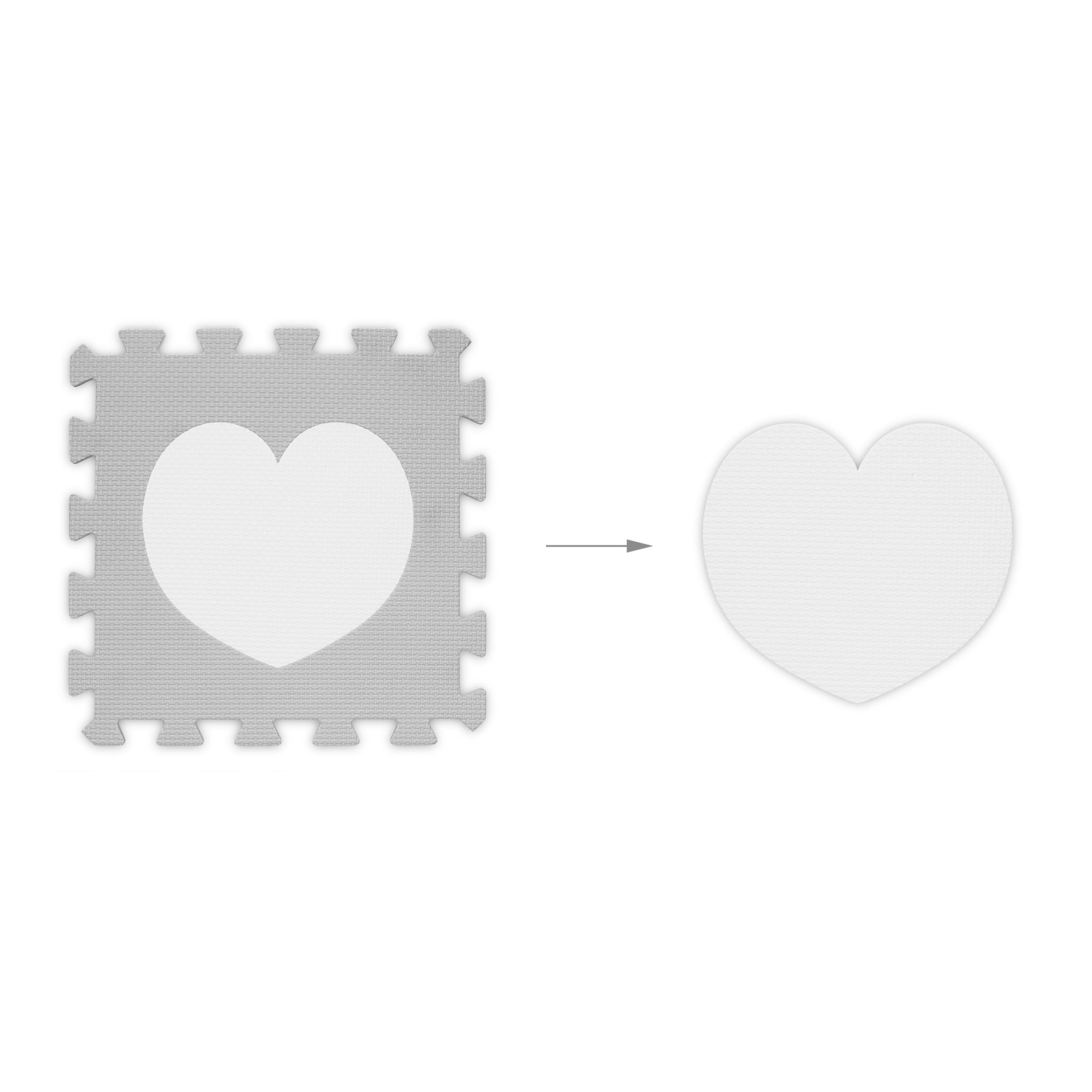 Puzzlematte Herz 18-tlg. Weiss-Grau von Relaxdays