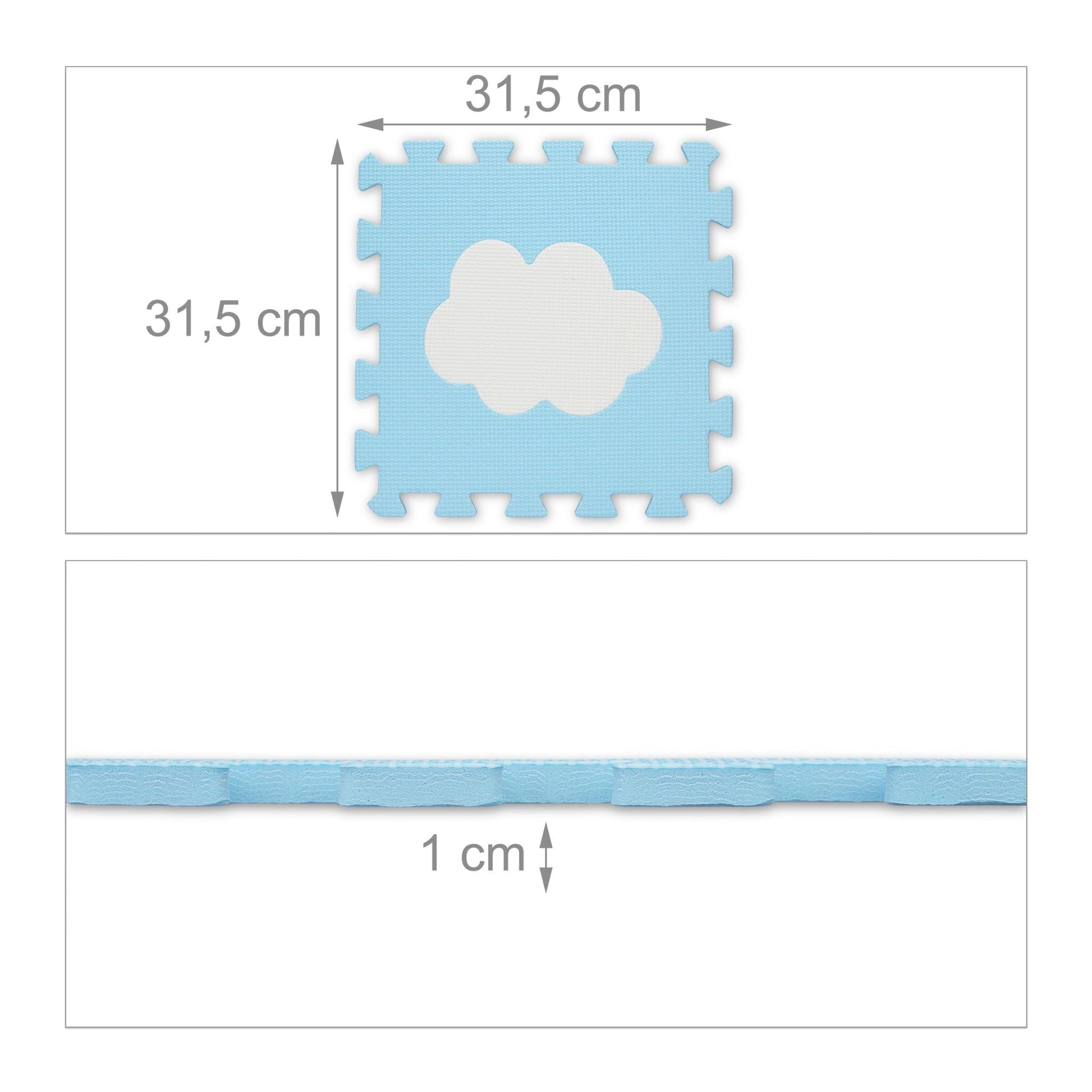 Puzzlematte Wolke 18-tlg. Weiss-Blau von Relaxdays
