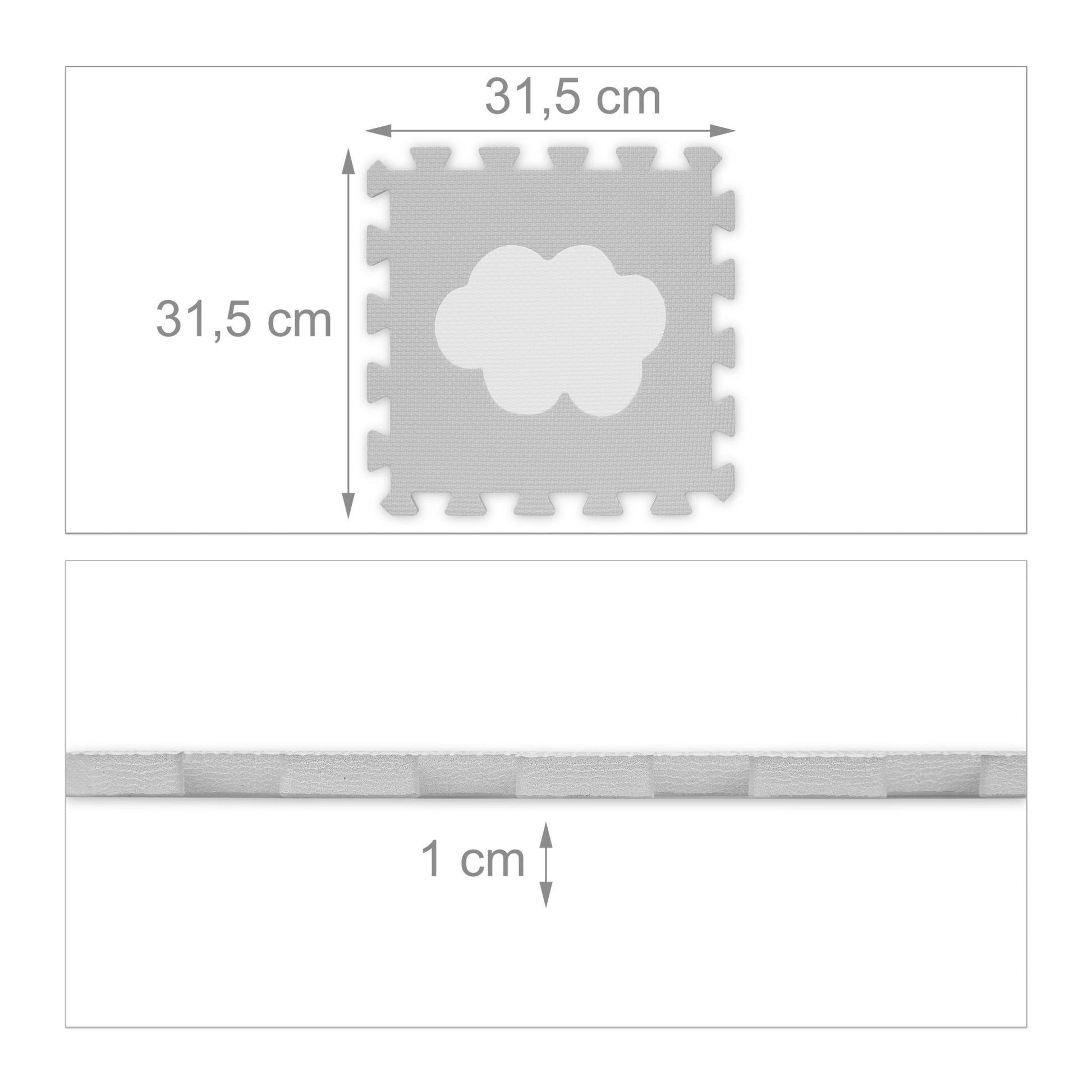 Puzzlematte Wolke 18-tlg. Weiss-Grau von Relaxdays