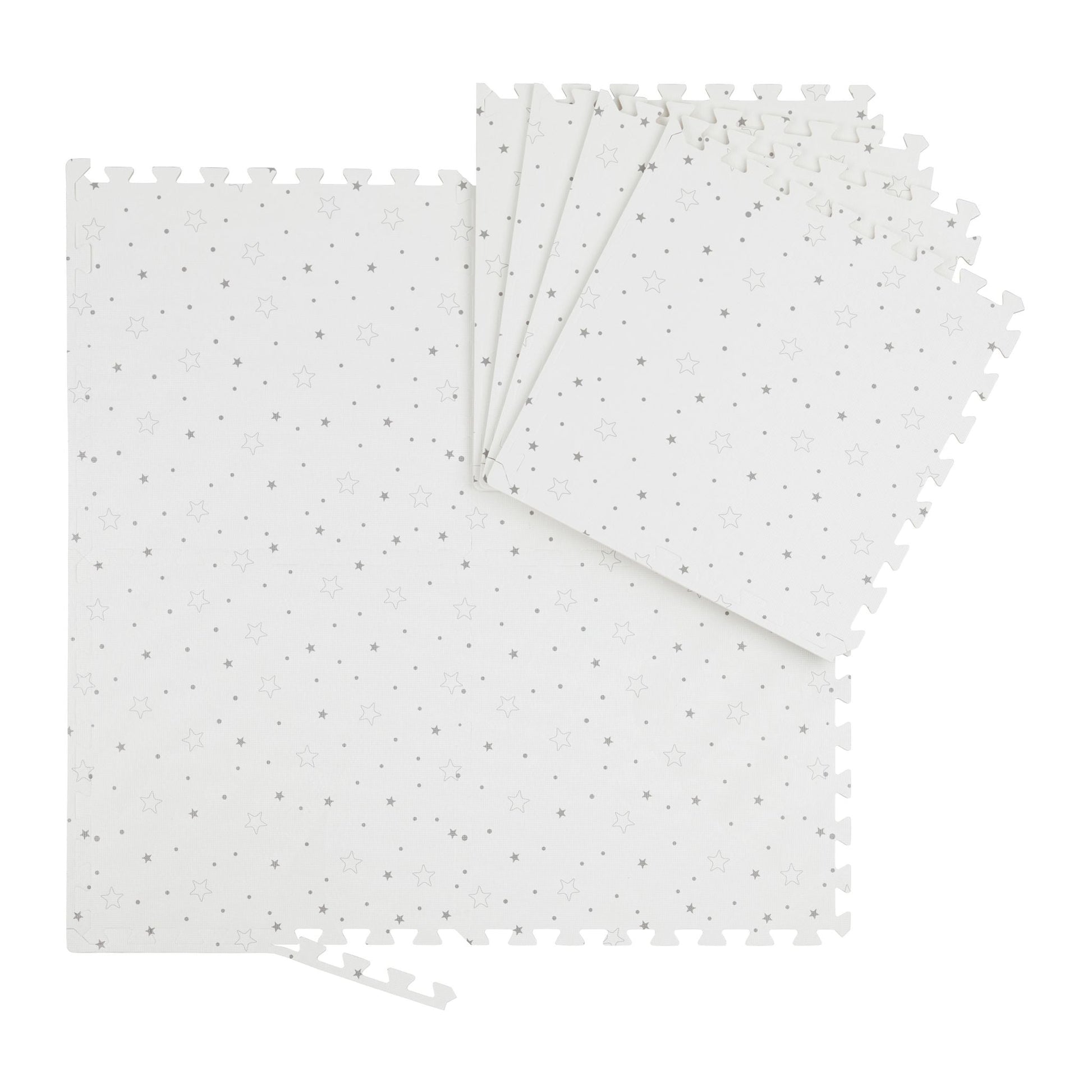 Puzzlematte Sterne 8tlg. Weiss-Grau von Relaxdays