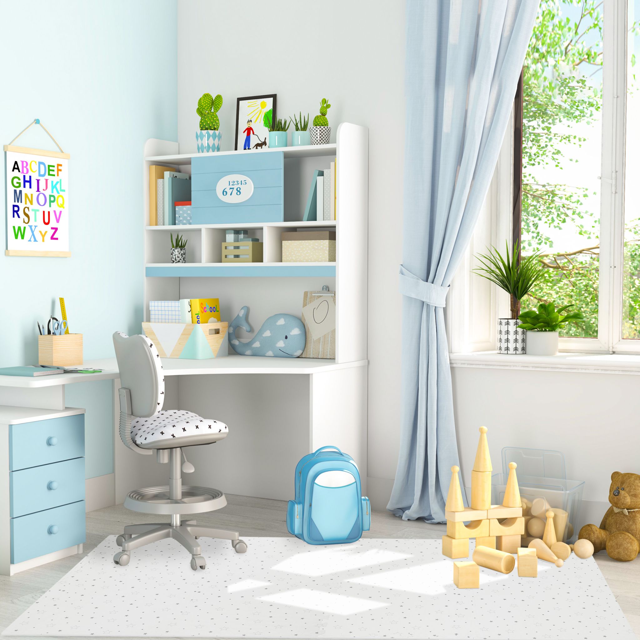 Puzzlematte Sterne 8tlg. Weiss-Grau von Relaxdays
