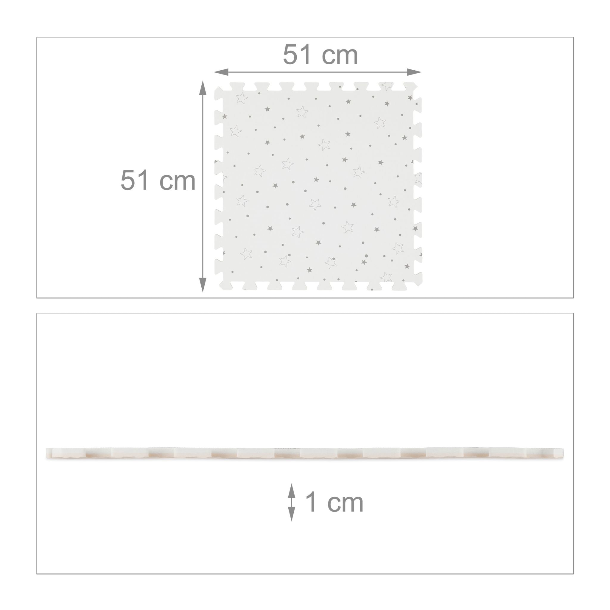 Puzzlematte Sterne 8tlg. Weiss-Grau von Relaxdays