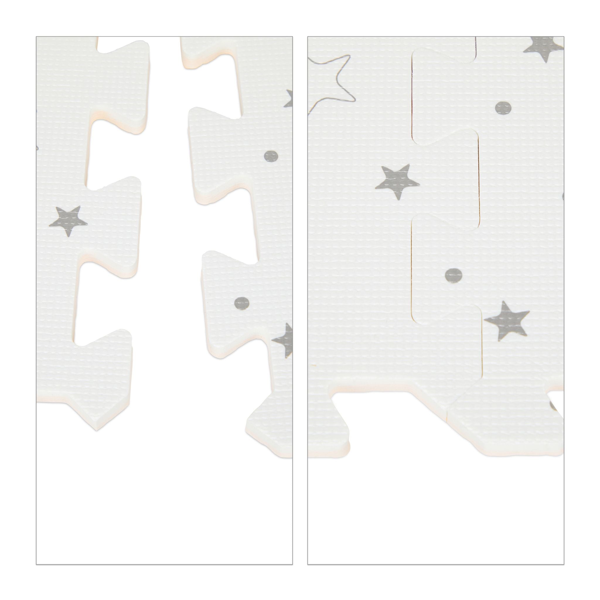Puzzlematte Sterne 8tlg. Weiss-Grau von Relaxdays
