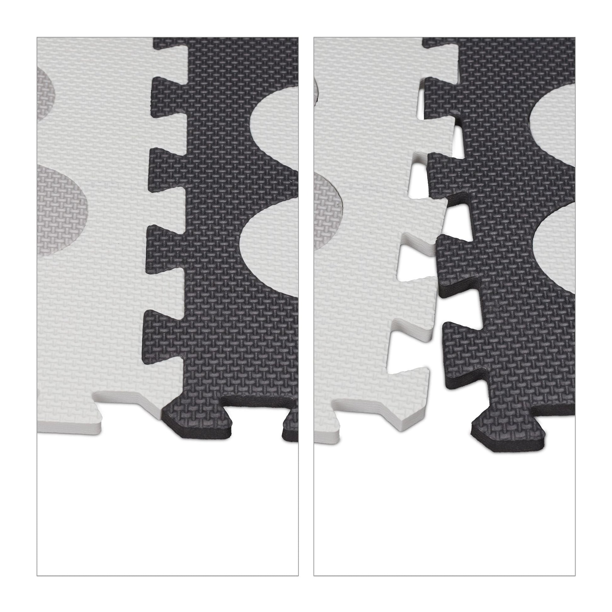 Puzzlematte mit Rand 34-tlg. Weiss-Schwarz-Grau von Relaxdays