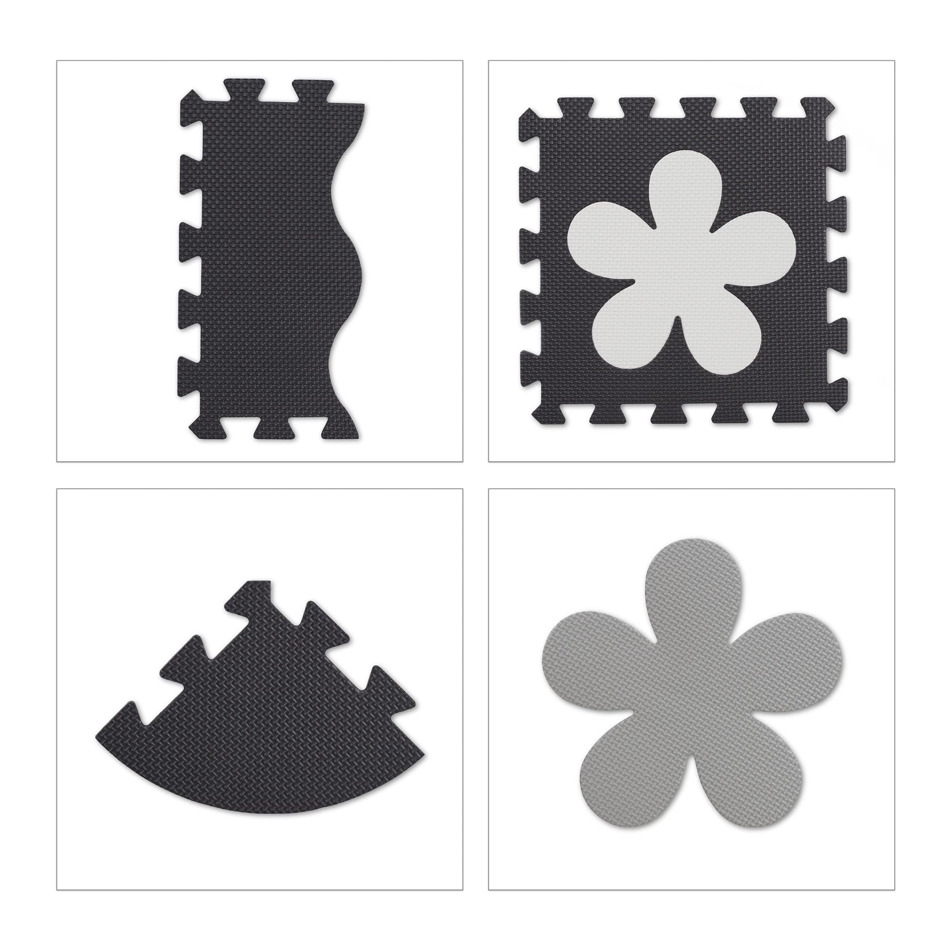 Puzzlematte mit Rand 34-tlg. Weiss-Schwarz-Grau von Relaxdays