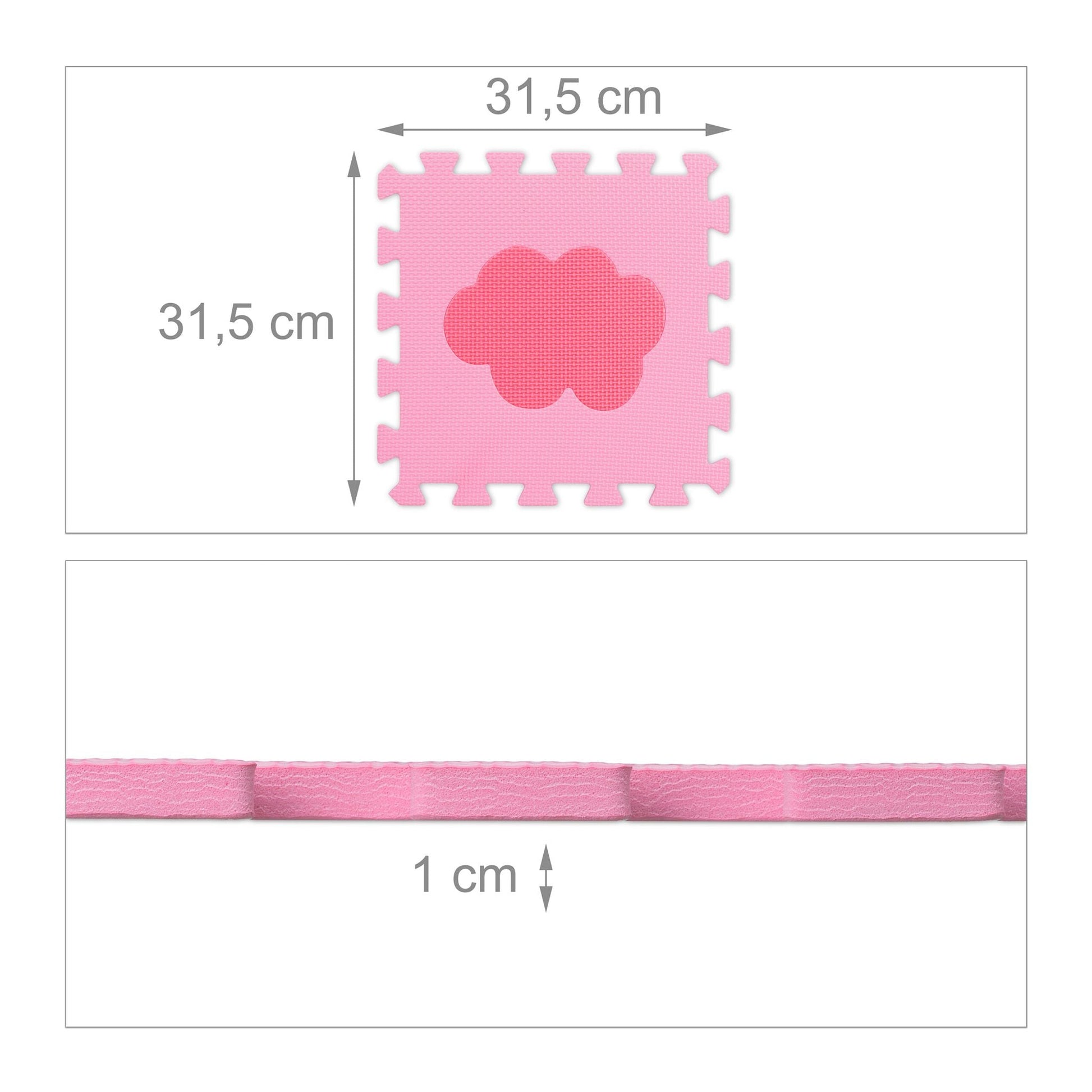 Puzzlematte mit Rand 34-tlg. Weiss-Pink-Rosa von Relaxdays