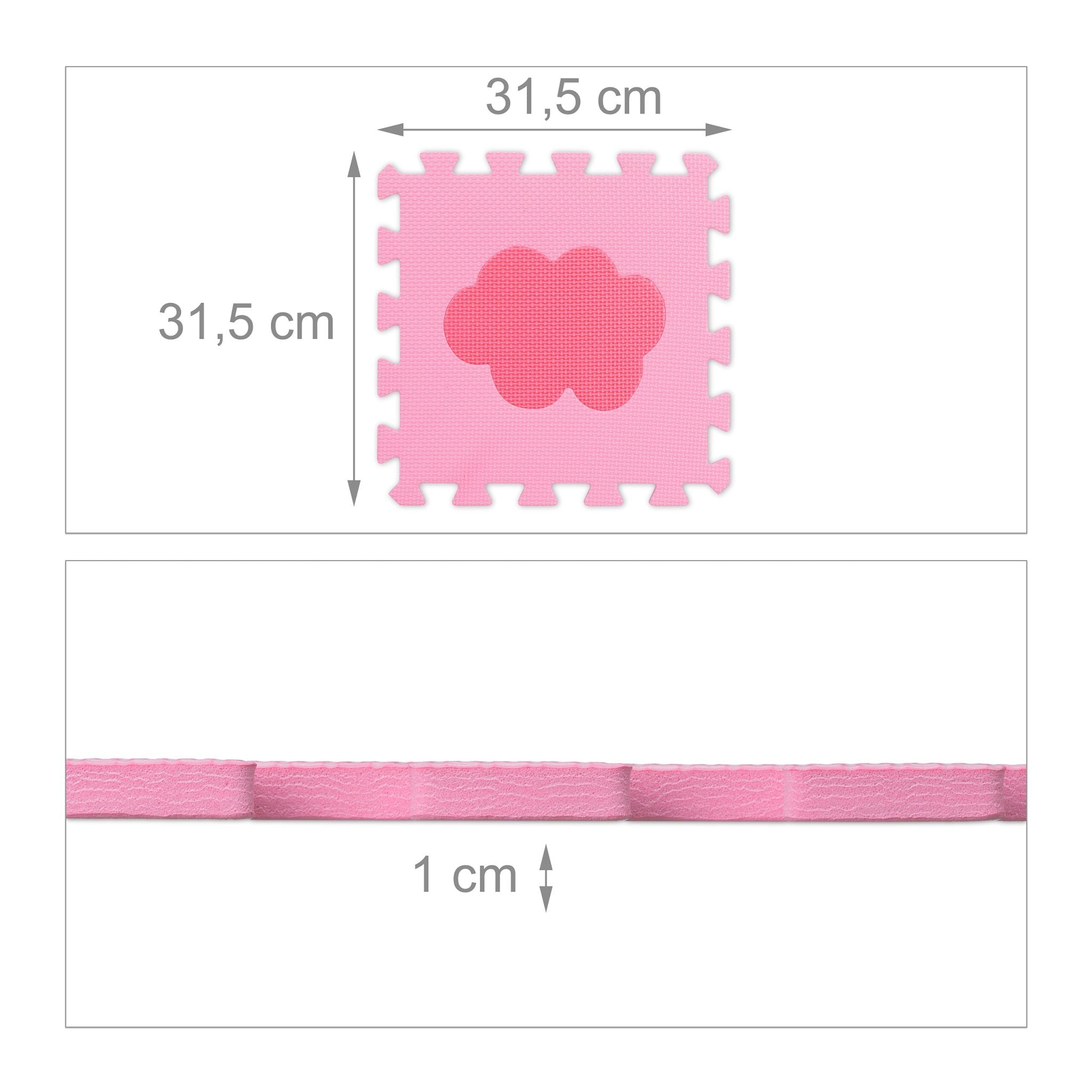 Puzzlematte mit Rand 34-tlg. Weiss-Pink-Rosa von Relaxdays