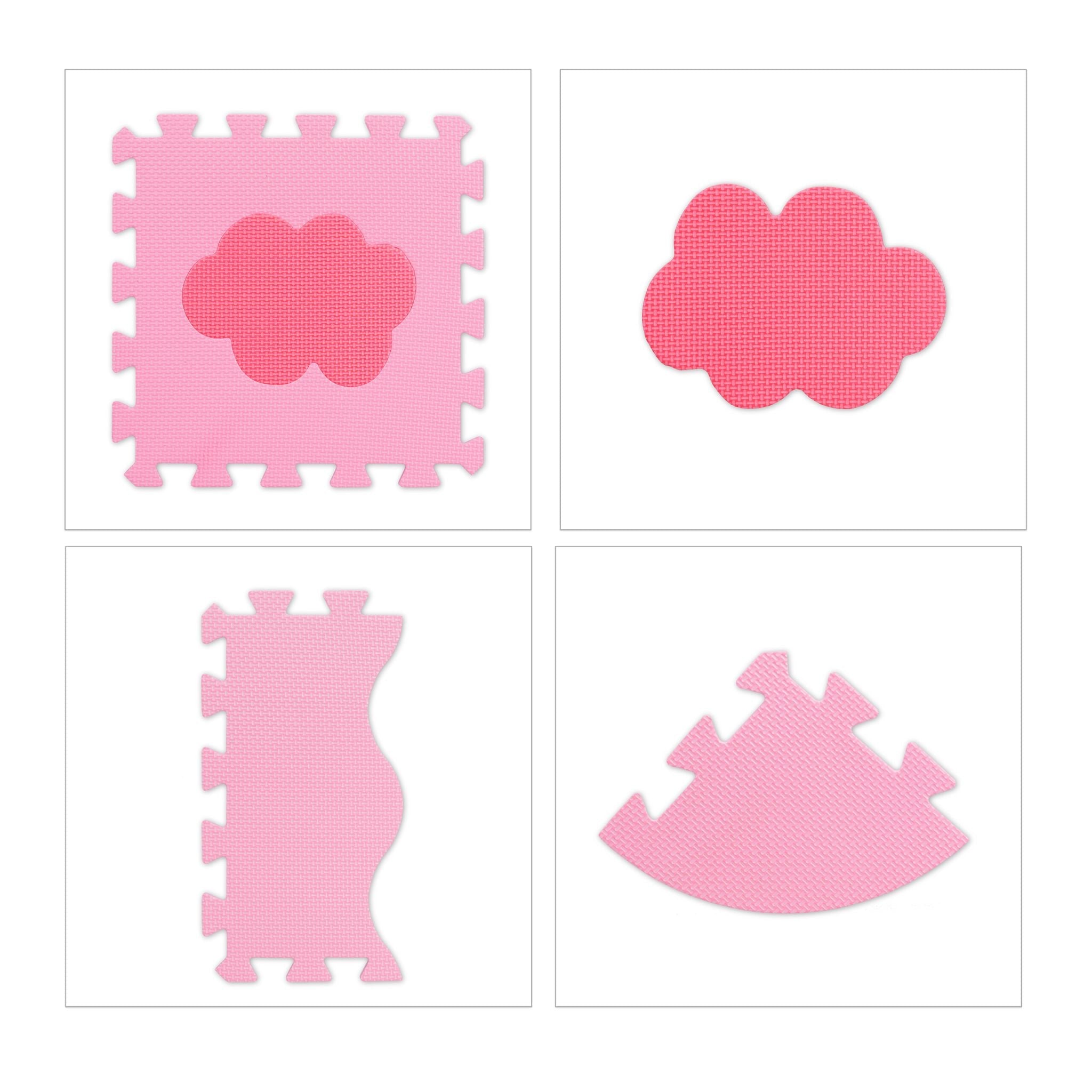 Puzzlematte mit Rand 34-tlg. Weiss-Pink-Rosa von Relaxdays