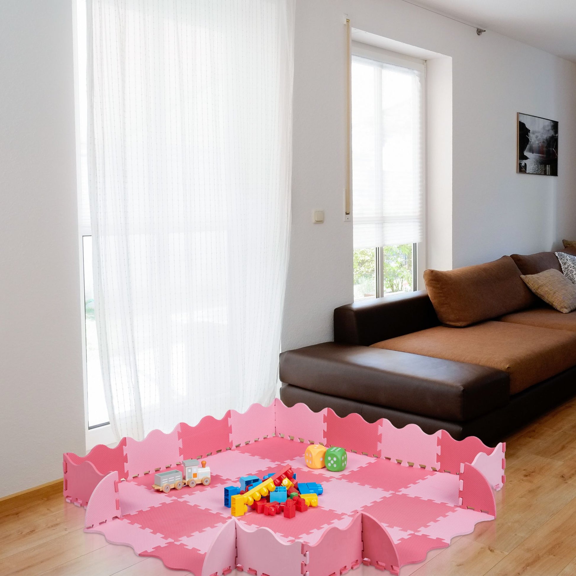Puzzlematte mit Rand 36-tlg. Weiss-Grau von Relaxdays