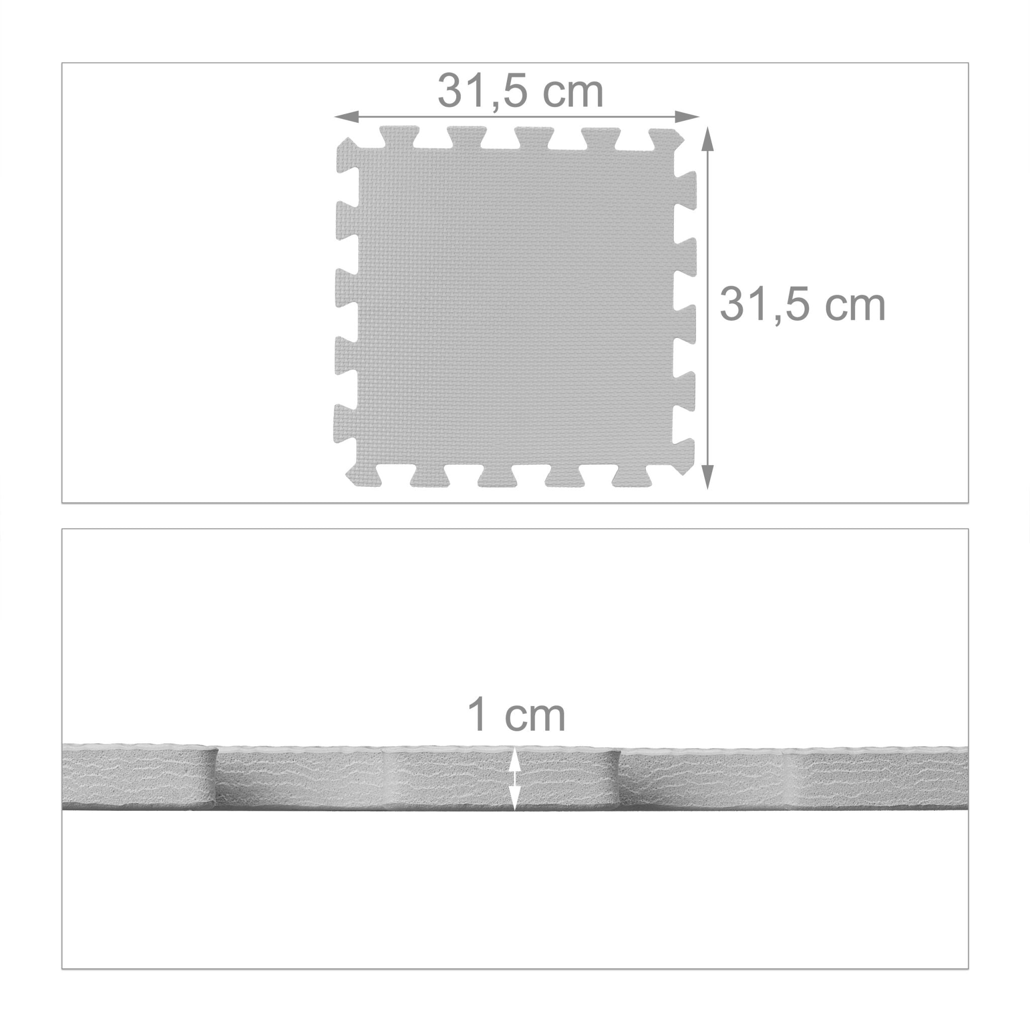 Puzzlematte mit Rand 36-tlg. Weiss-Grau von Relaxdays