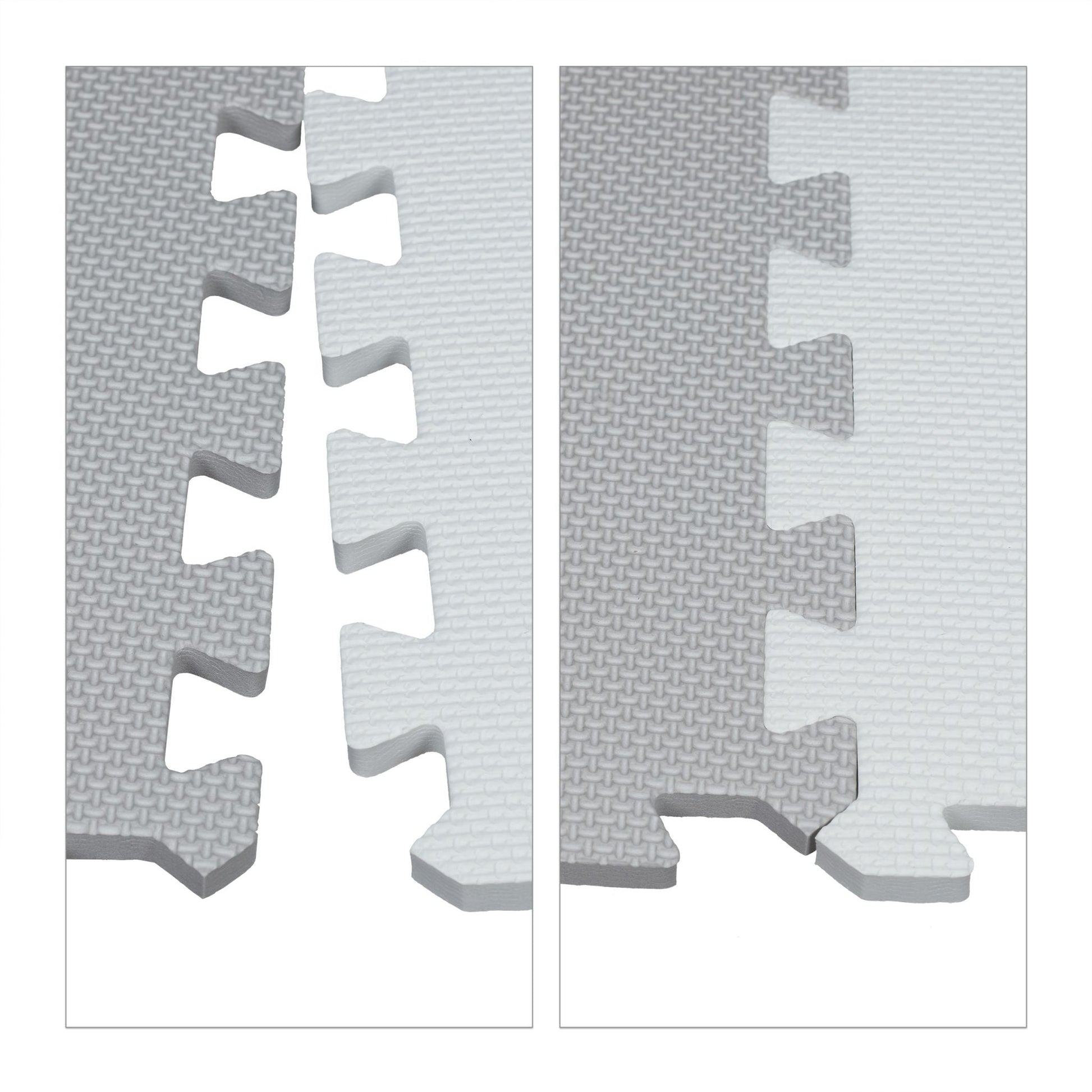 Puzzlematte mit Rand 36-tlg. Weiss-Grau von Relaxdays