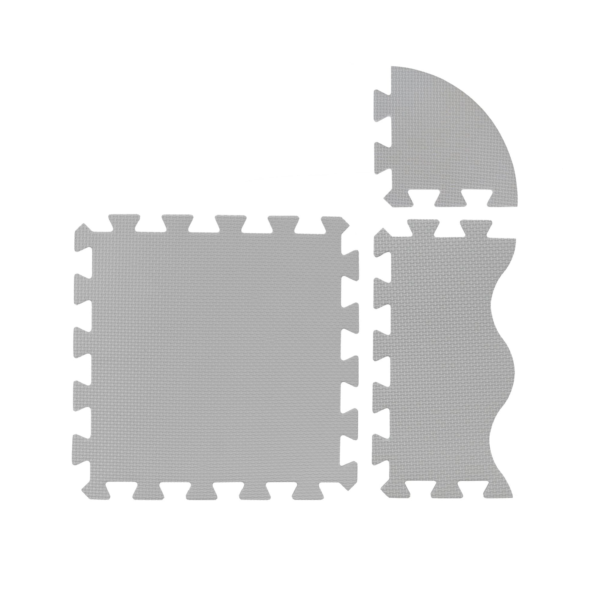 Puzzlematte mit Rand 36-tlg. Weiss-Grau von Relaxdays