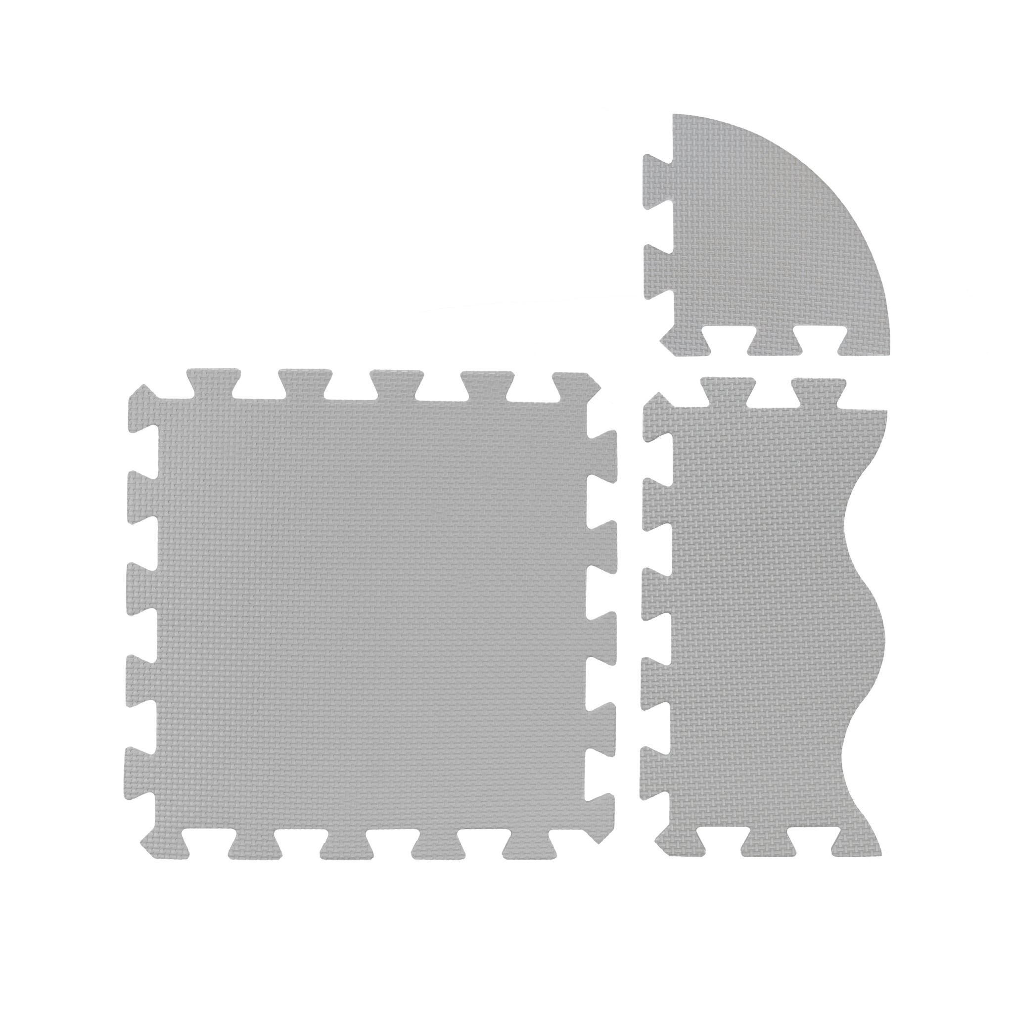 Puzzlematte mit Rand 36-tlg. Weiss-Grau von Relaxdays