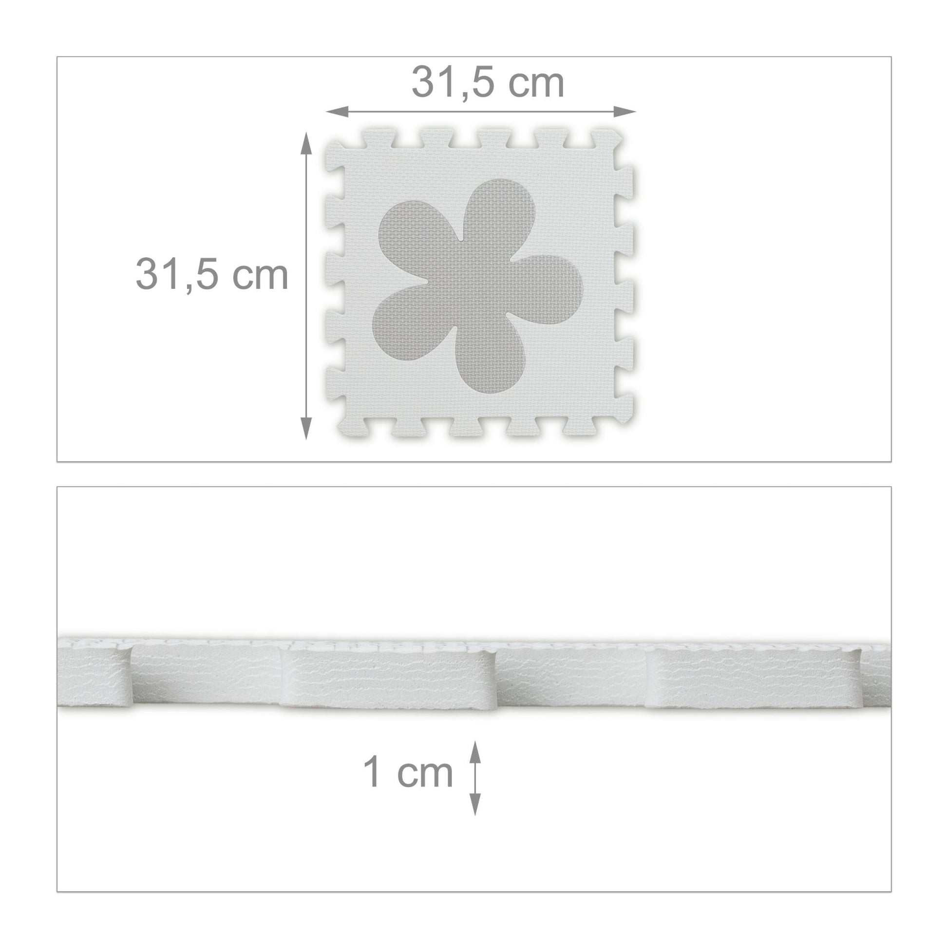 Puzzlematte mit Rand 52-tlg. Weiss-Grau von Relaxdays