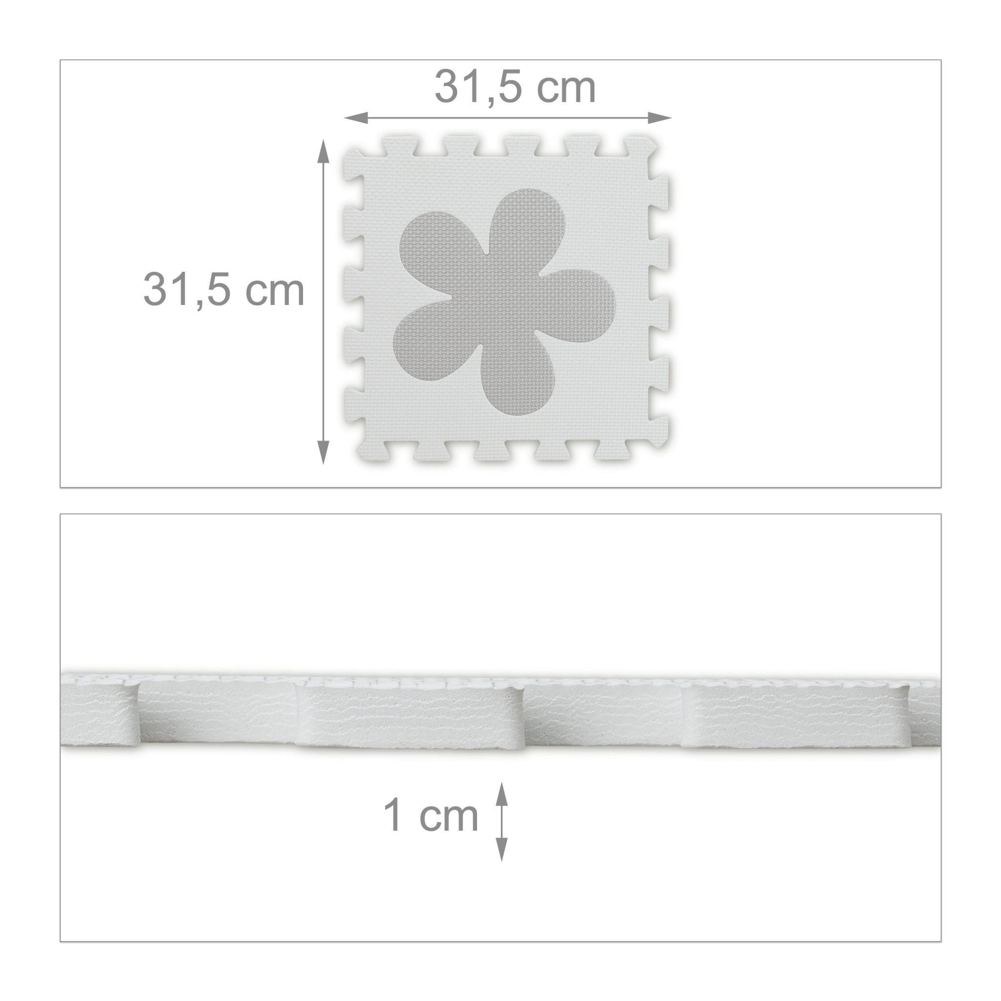 Puzzlematte mit Rand 52-tlg. Weiss-Grau von Relaxdays