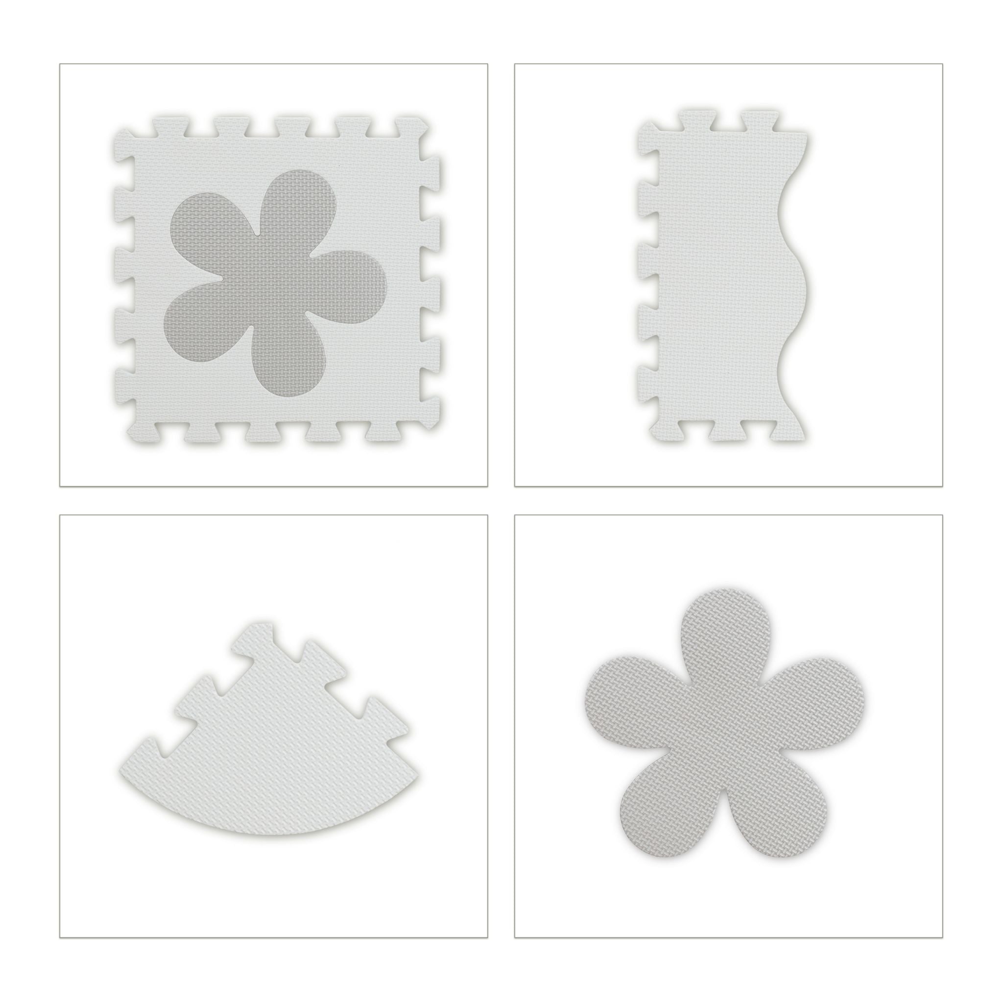 Puzzlematte mit Rand 52-tlg. Weiss-Grau von Relaxdays