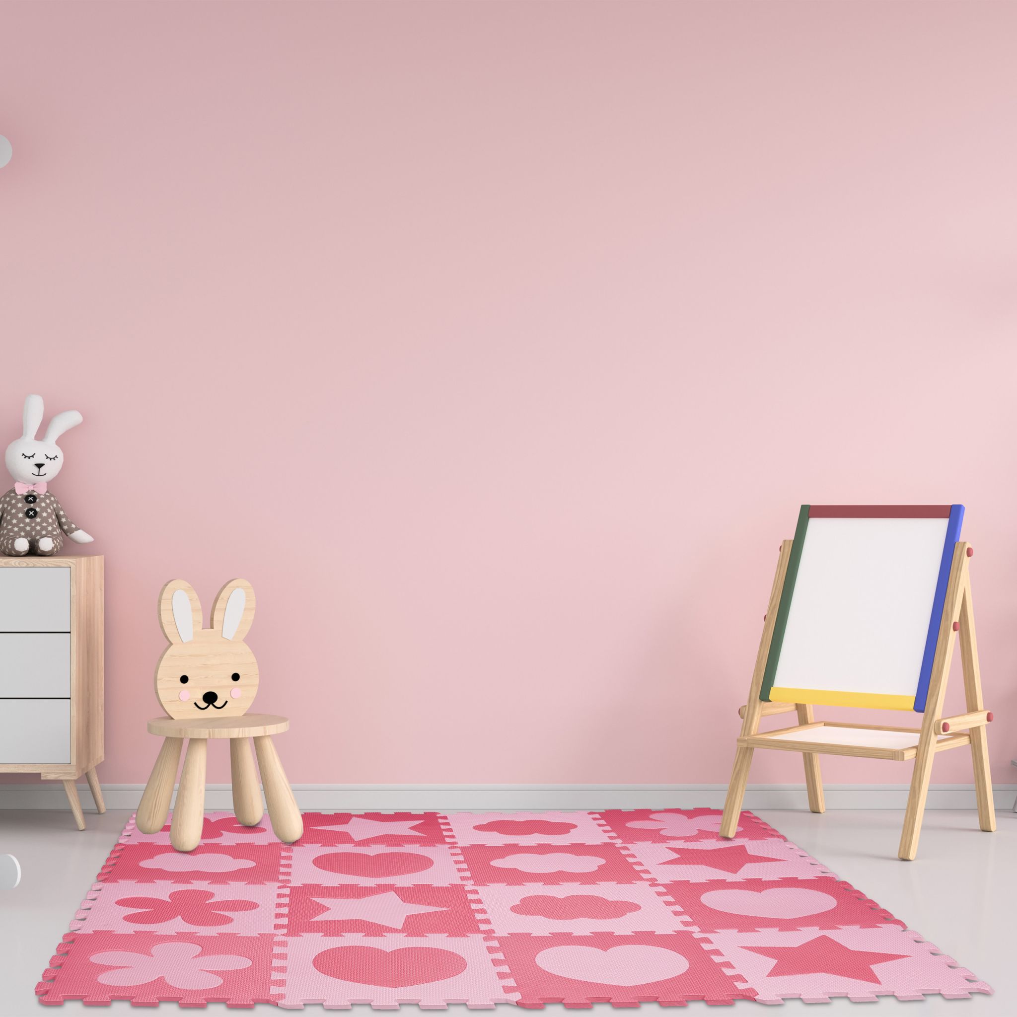 Puzzlematte mit Rand 52-tlg. Pink-Rosa von Relaxdays